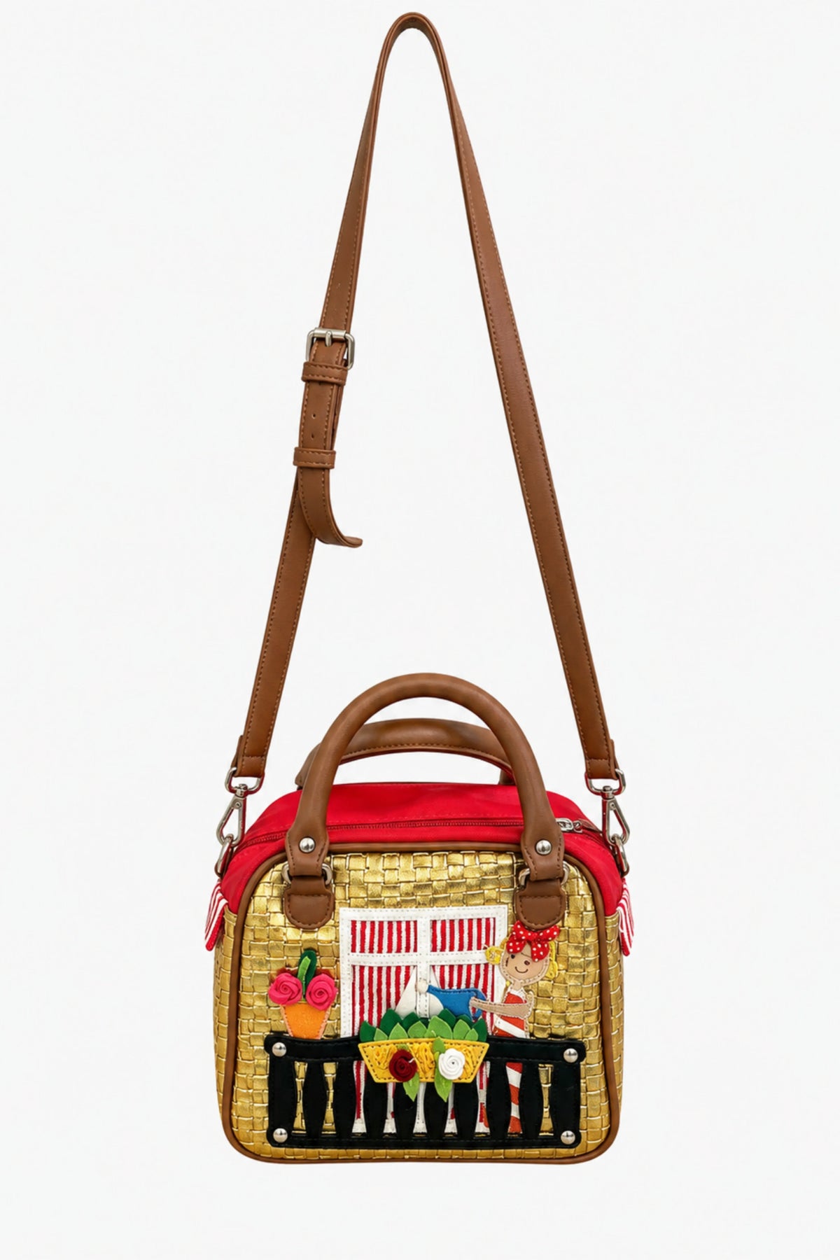 Golden Quirky Patchwork Handbag-Global Republic