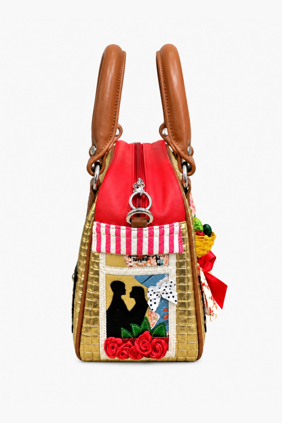 Golden Quirky Patchwork Handbag-Global Republic