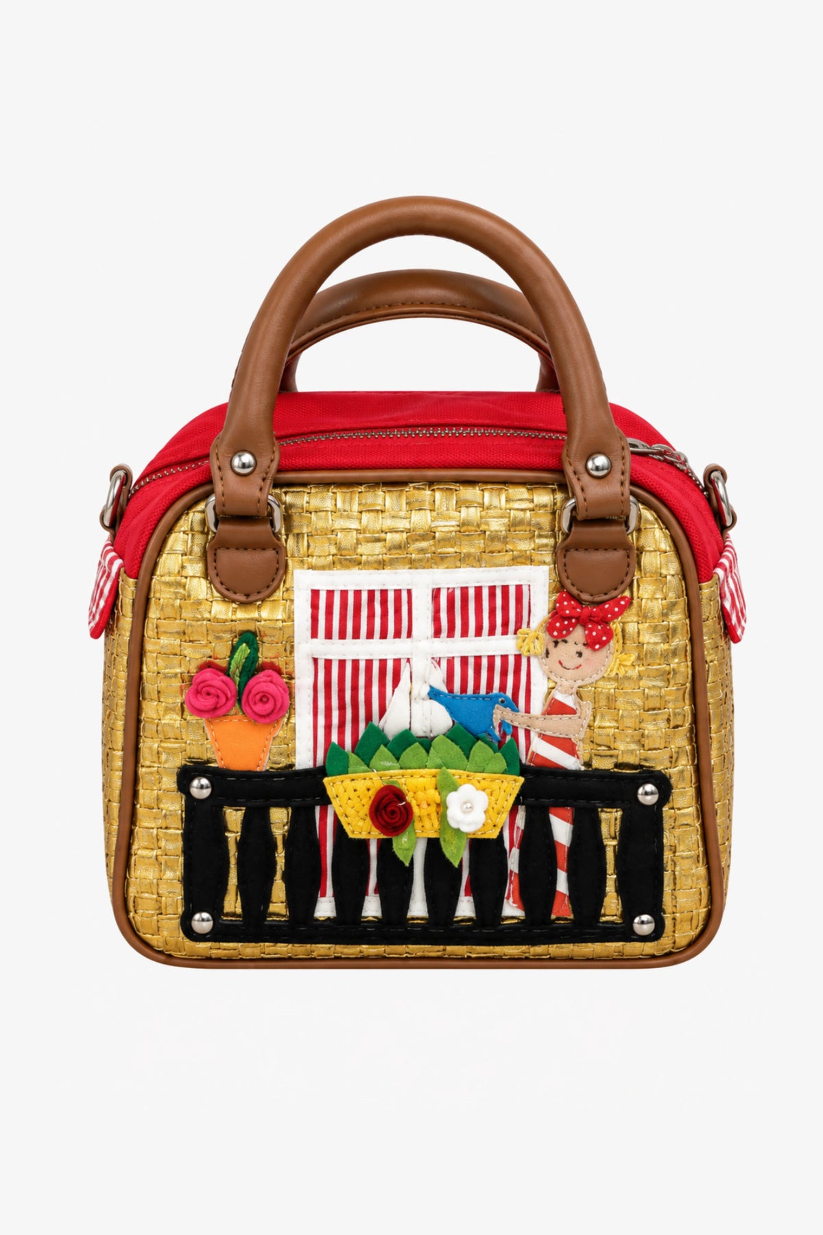 Golden Quirky Patchwork Handbag-Global Republic