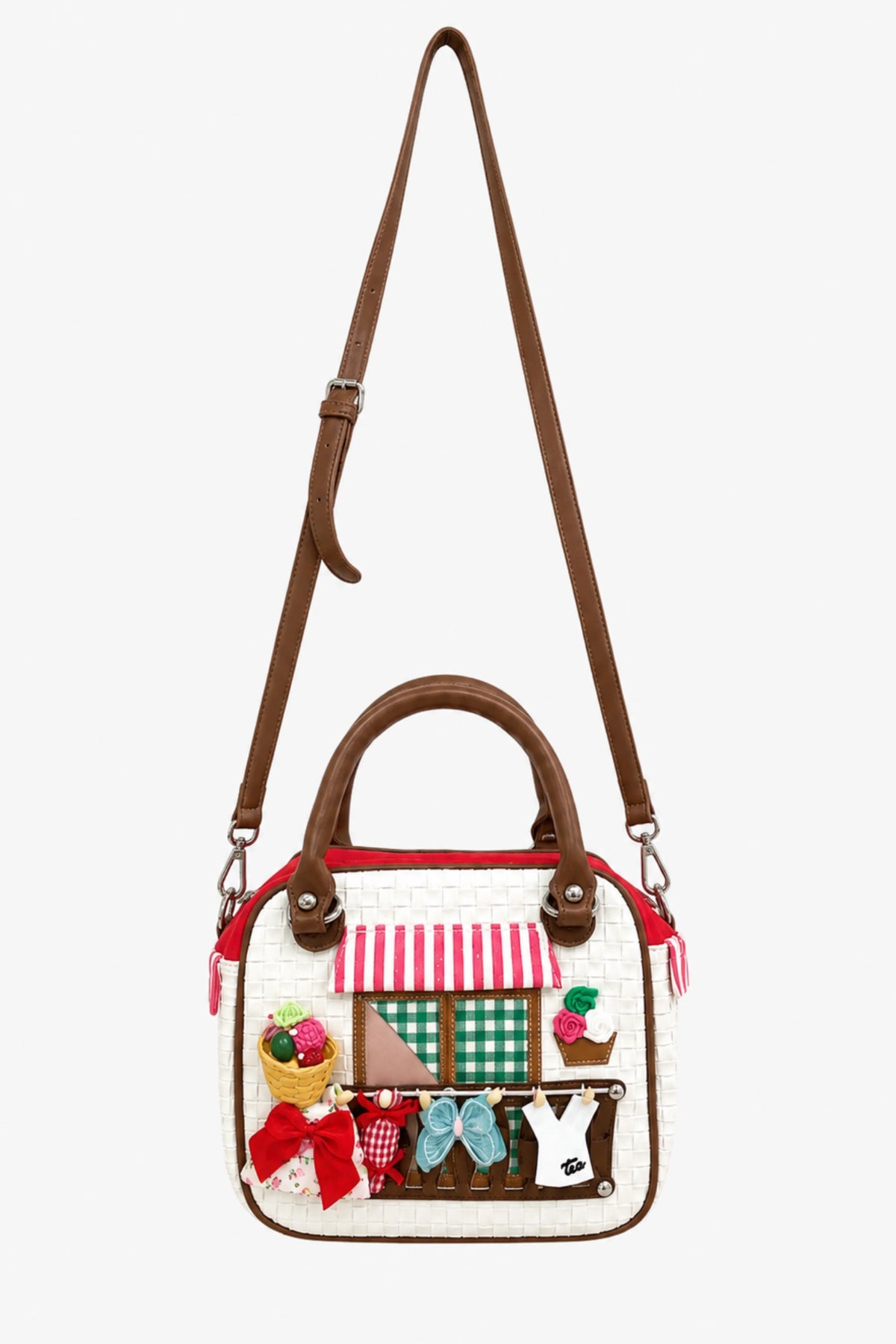 White Quirky Patchwork Handbag-Global Republic