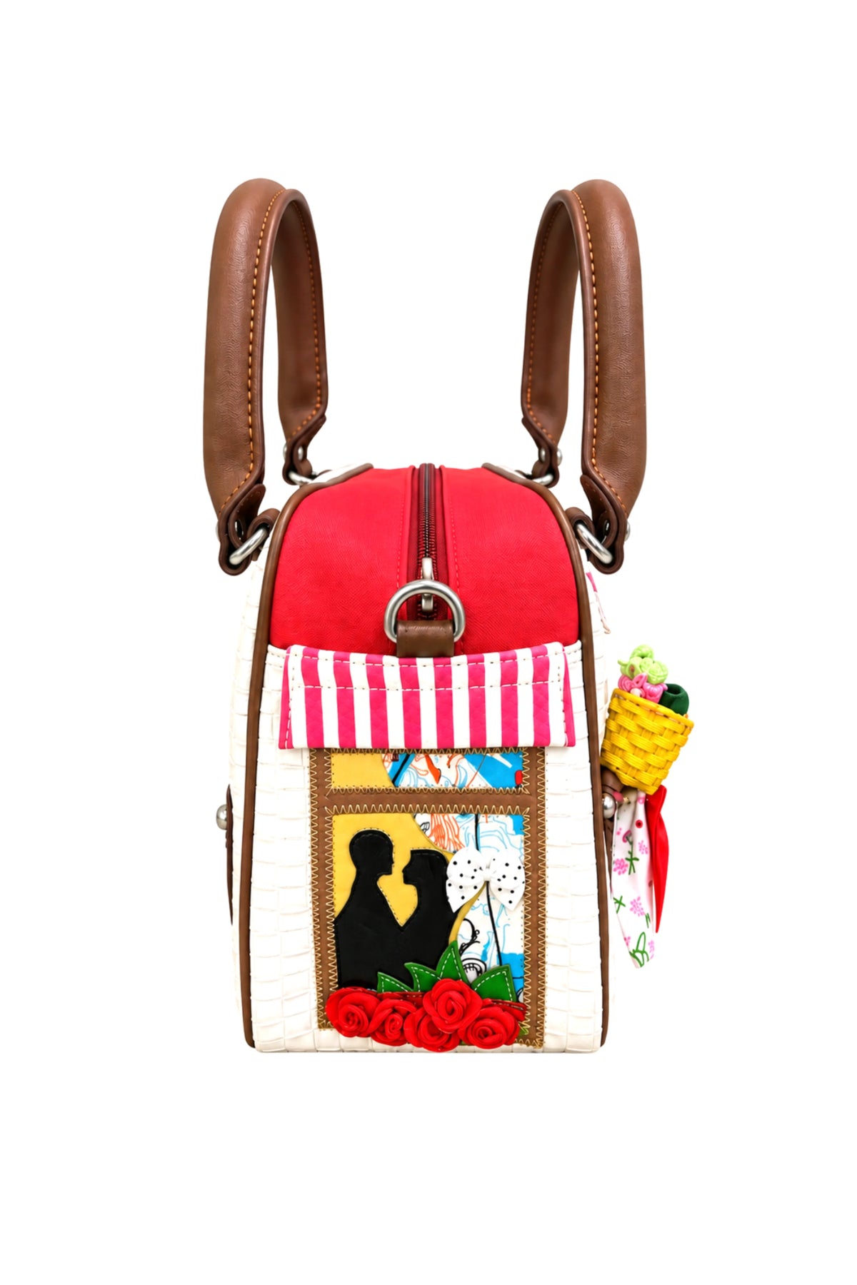 White Quirky Patchwork Handbag-Global Republic