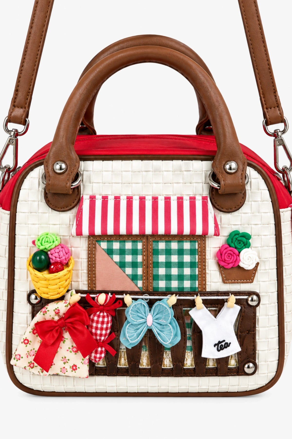 White Quirky Patchwork Handbag-Global Republic