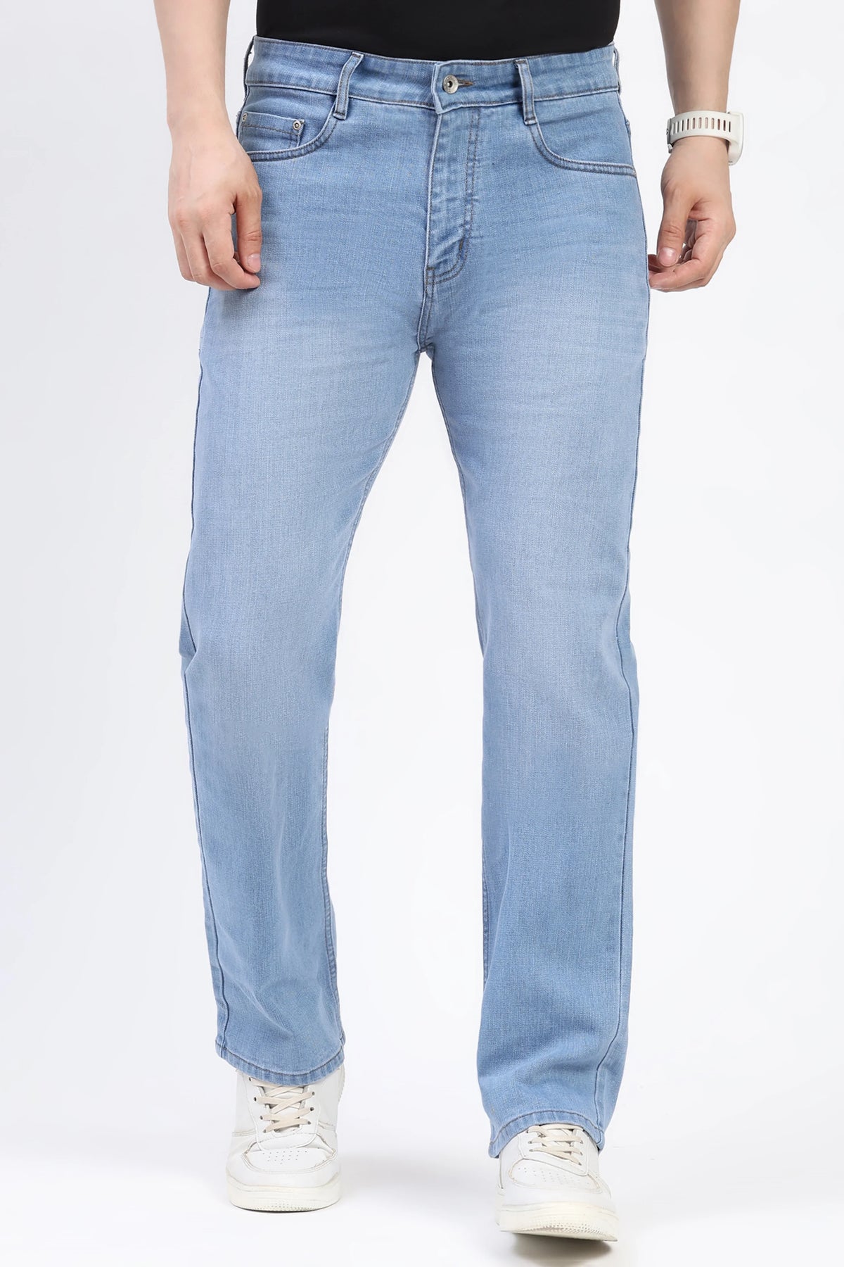 Light Blue Straight-Fit Jeans-Global Republic