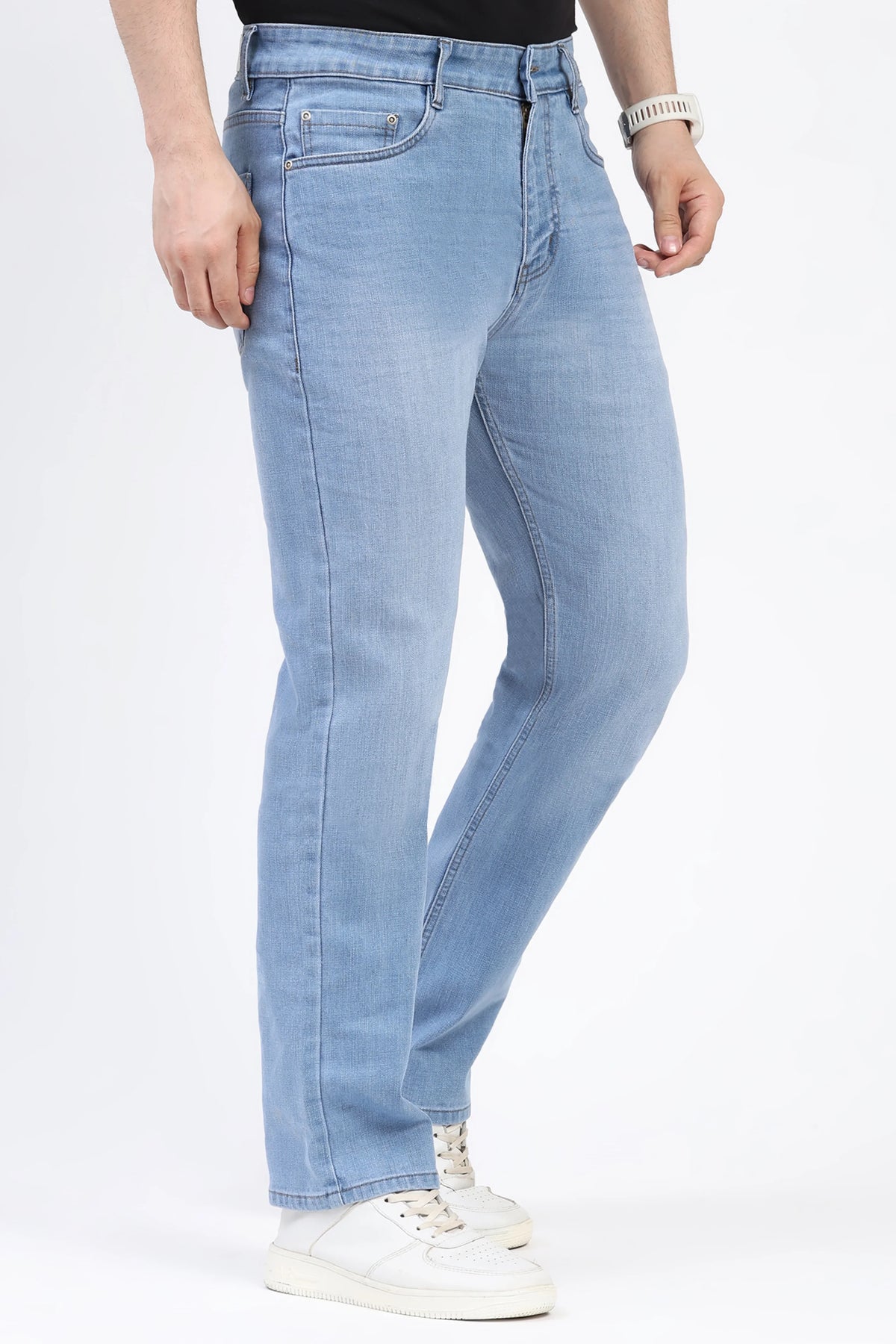 Light Blue Straight-Fit Jeans-Global Republic