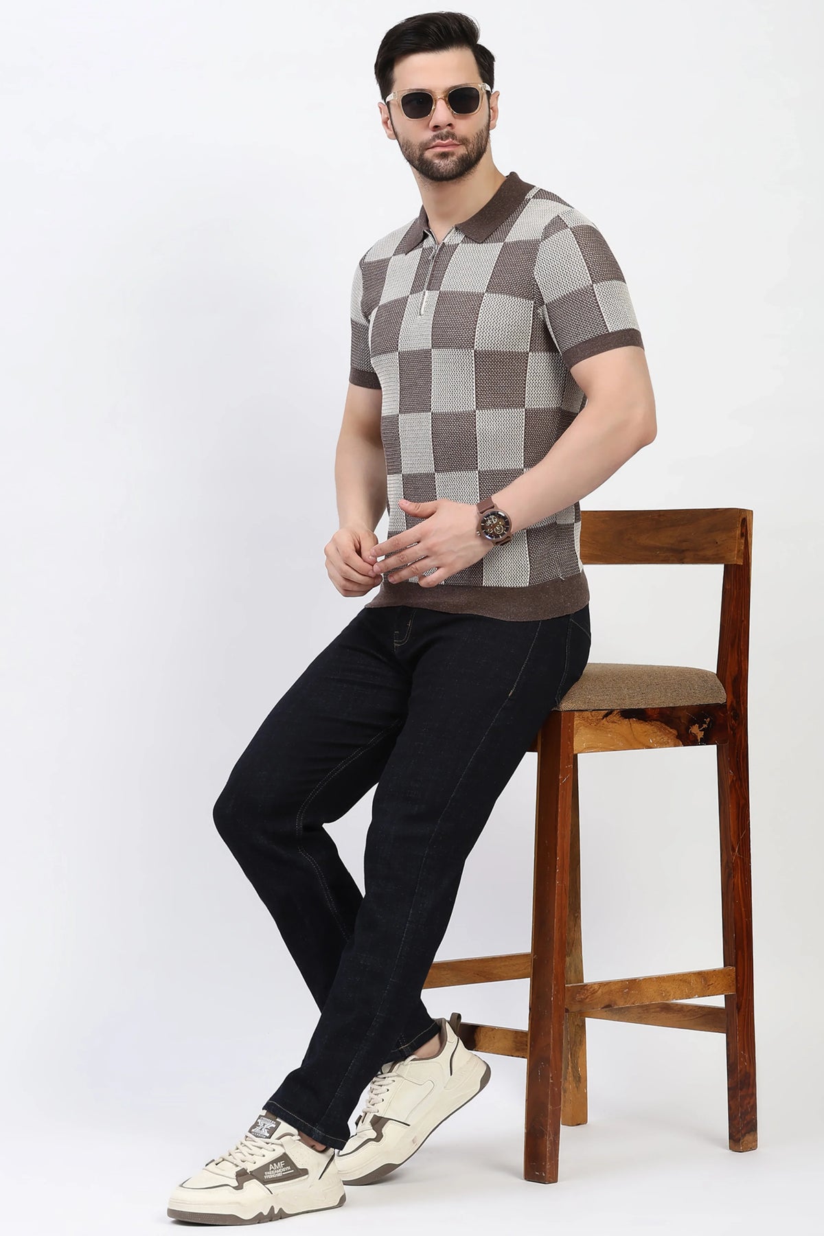 Men’s Navy Blue Straight-Fit Jeans-Global Republic