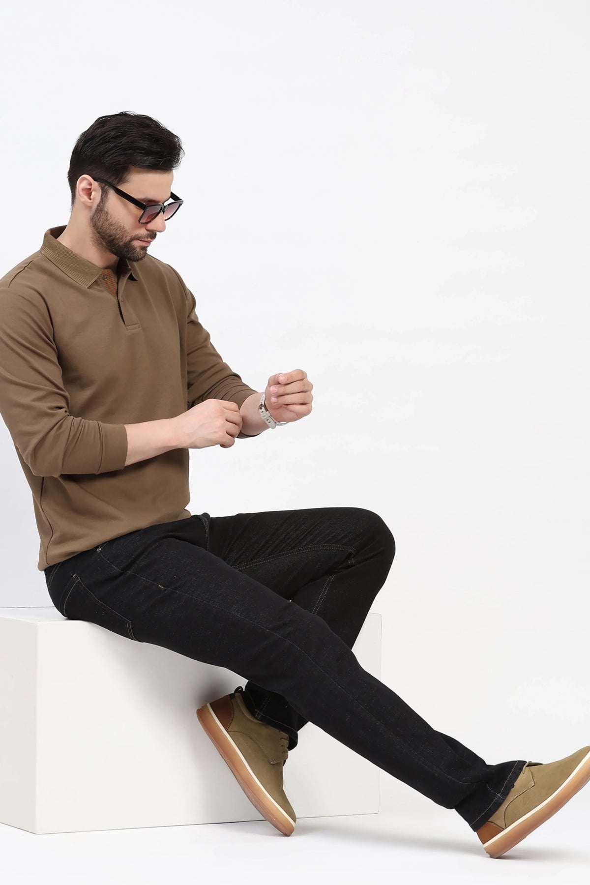 Black Straight-Fit Jeans-Global Republic