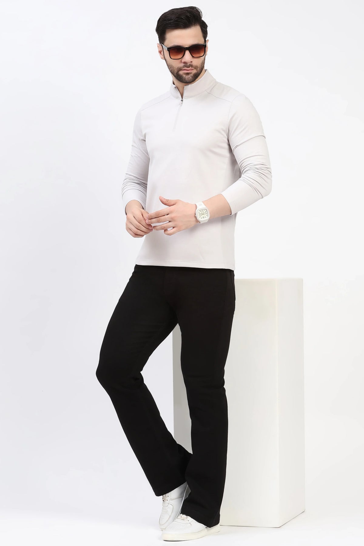 Black Straight-Fit Jeans-Global Republic