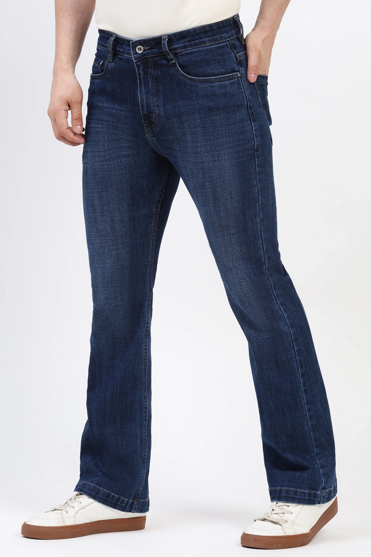 Blue Cat-Scratch Straight-Fit Jeans-Global Republic