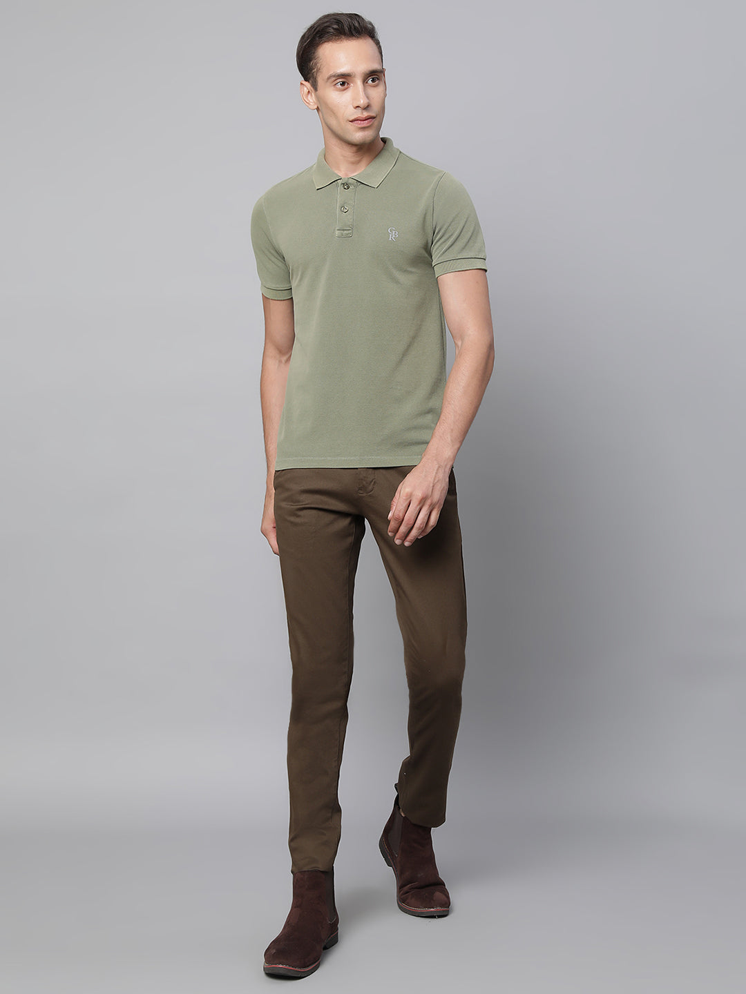 Olive Solid Slim Fit T-Shirt - Global Republic