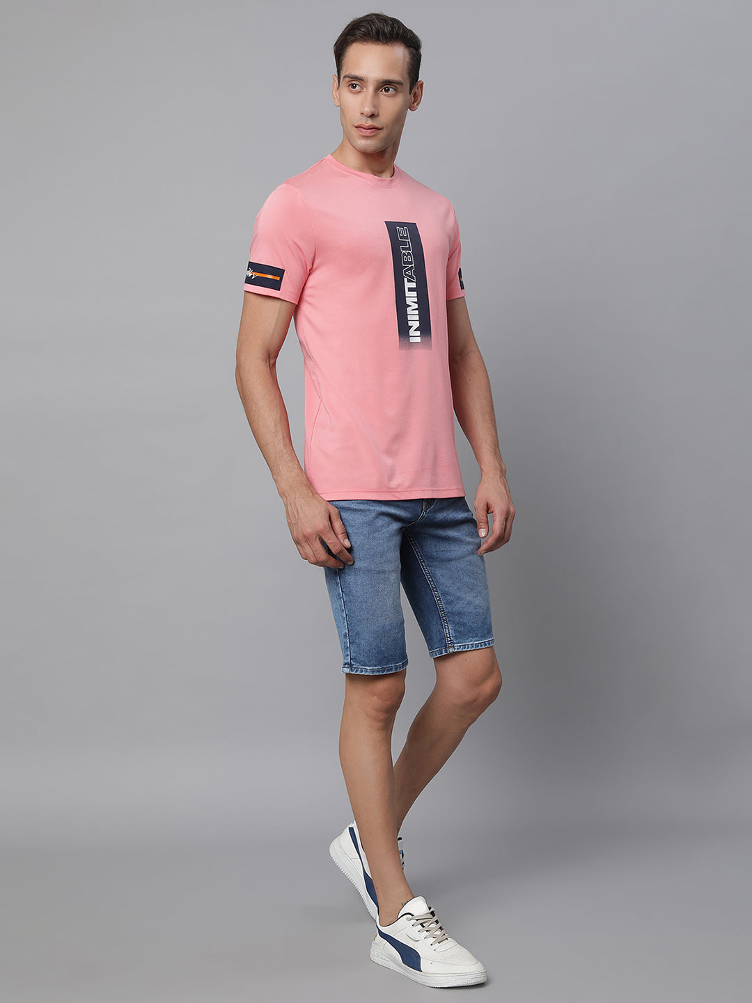 Pink Round Neck Printed T-Shirt - Global Republic