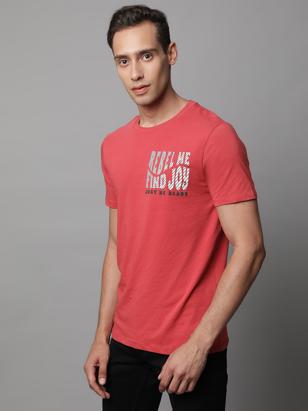 Mens Brick Round Neck Printed T-Shirt