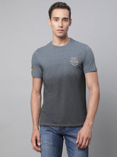 Mens Navy Blue Round Neck Solid T-Shirt