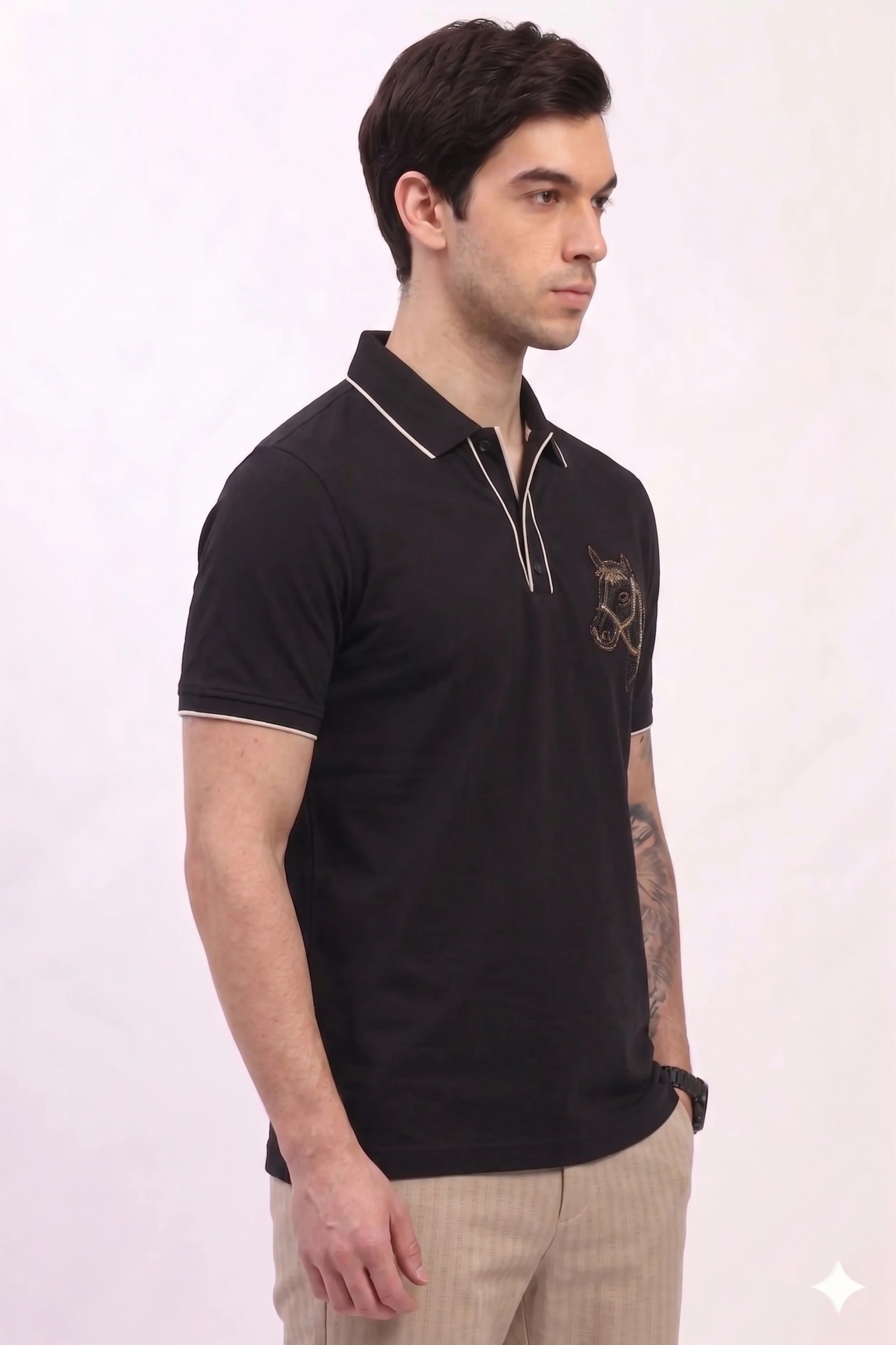 Black Polo T-Shirt-Global Republic