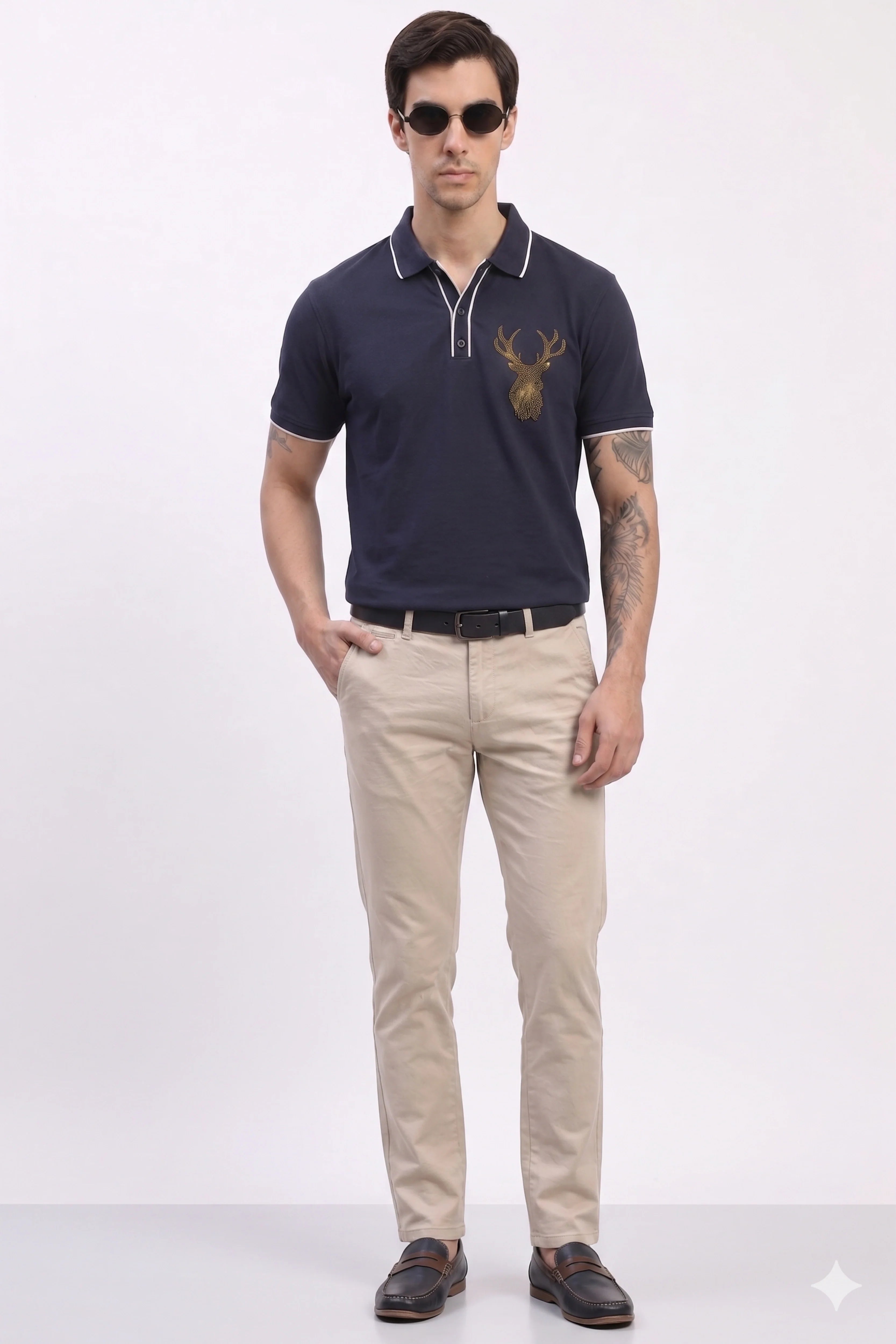 Navy Blue Polo T-Shirt-Global Republic