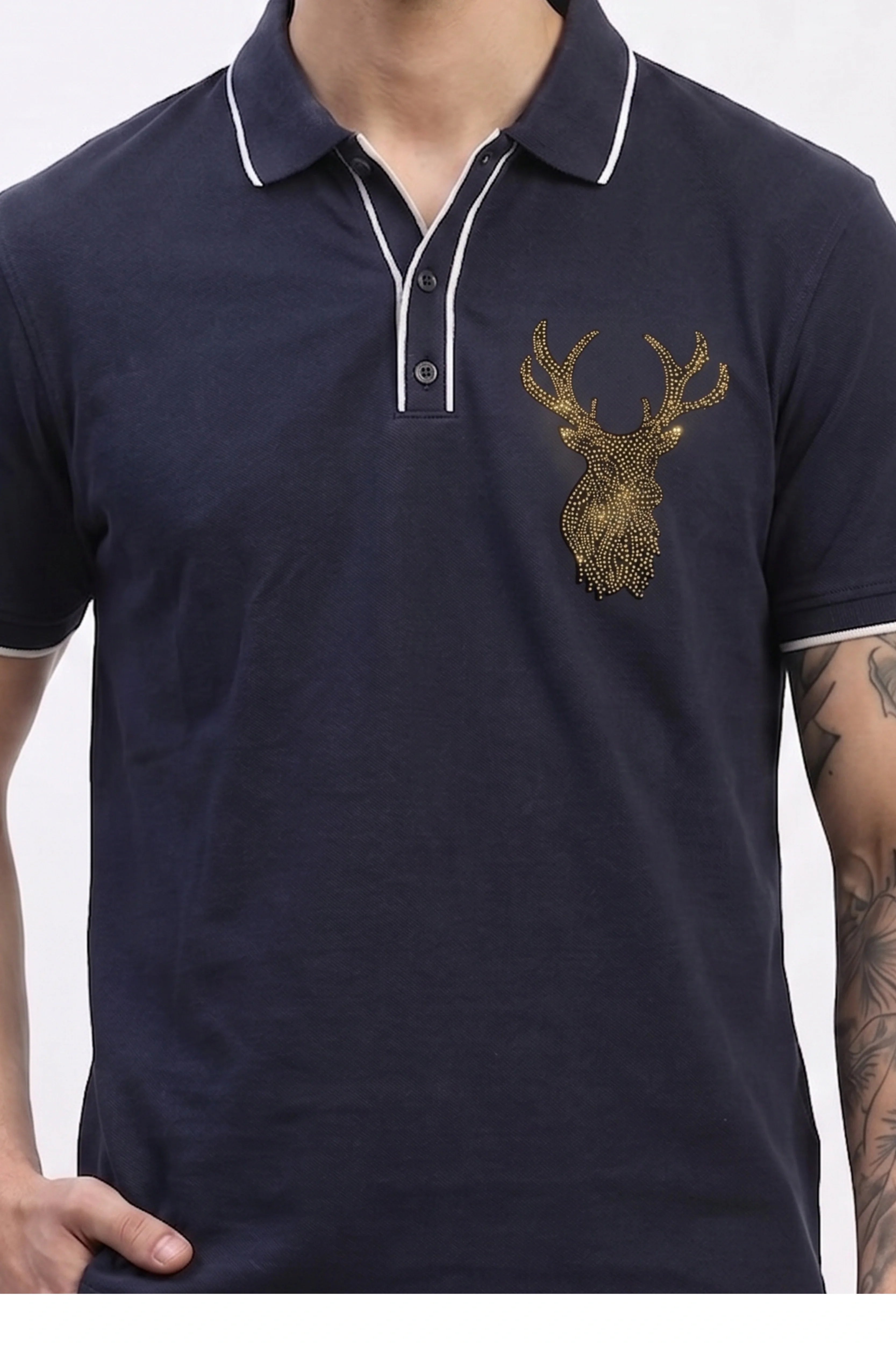 Navy Blue Polo T-Shirt-Global Republic