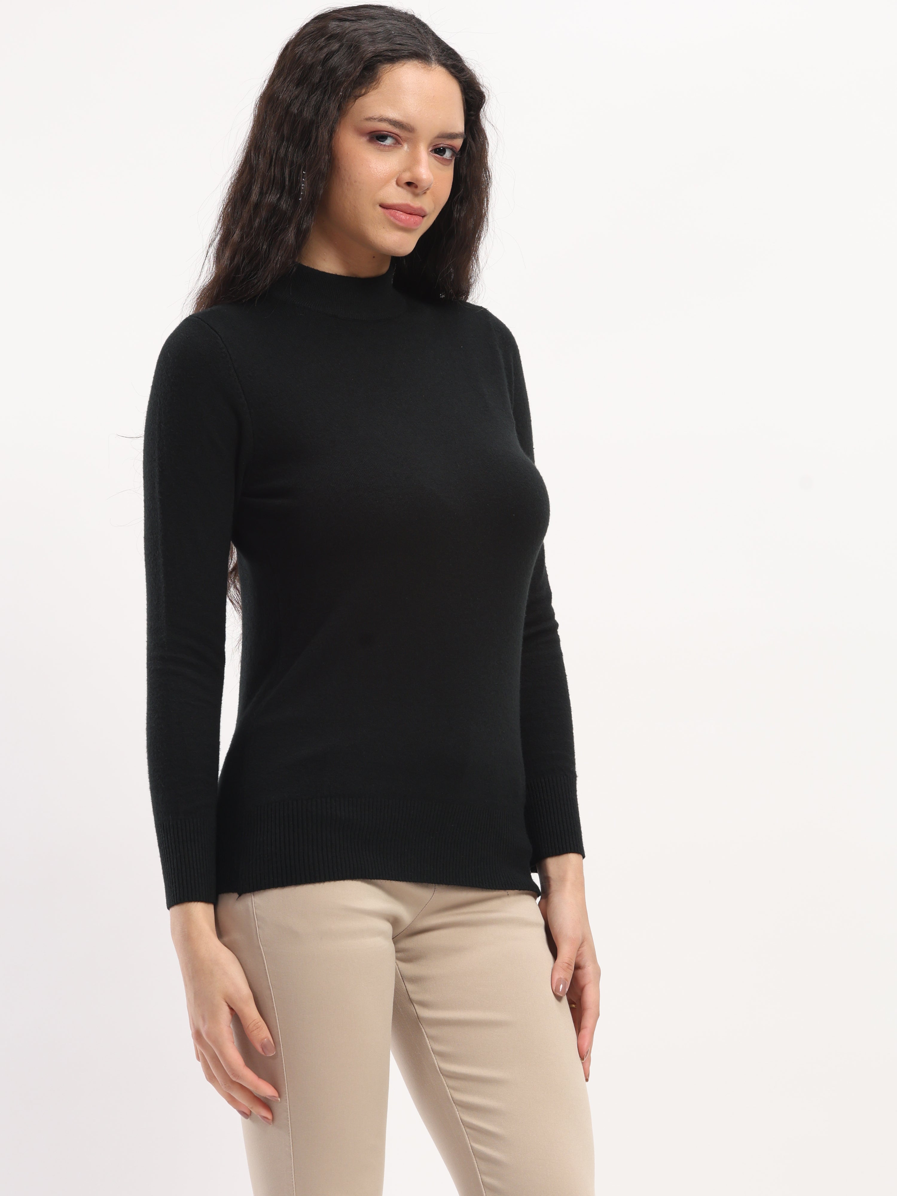 Black Turtle Neck Slim Skivvy Pullover - Global Republic