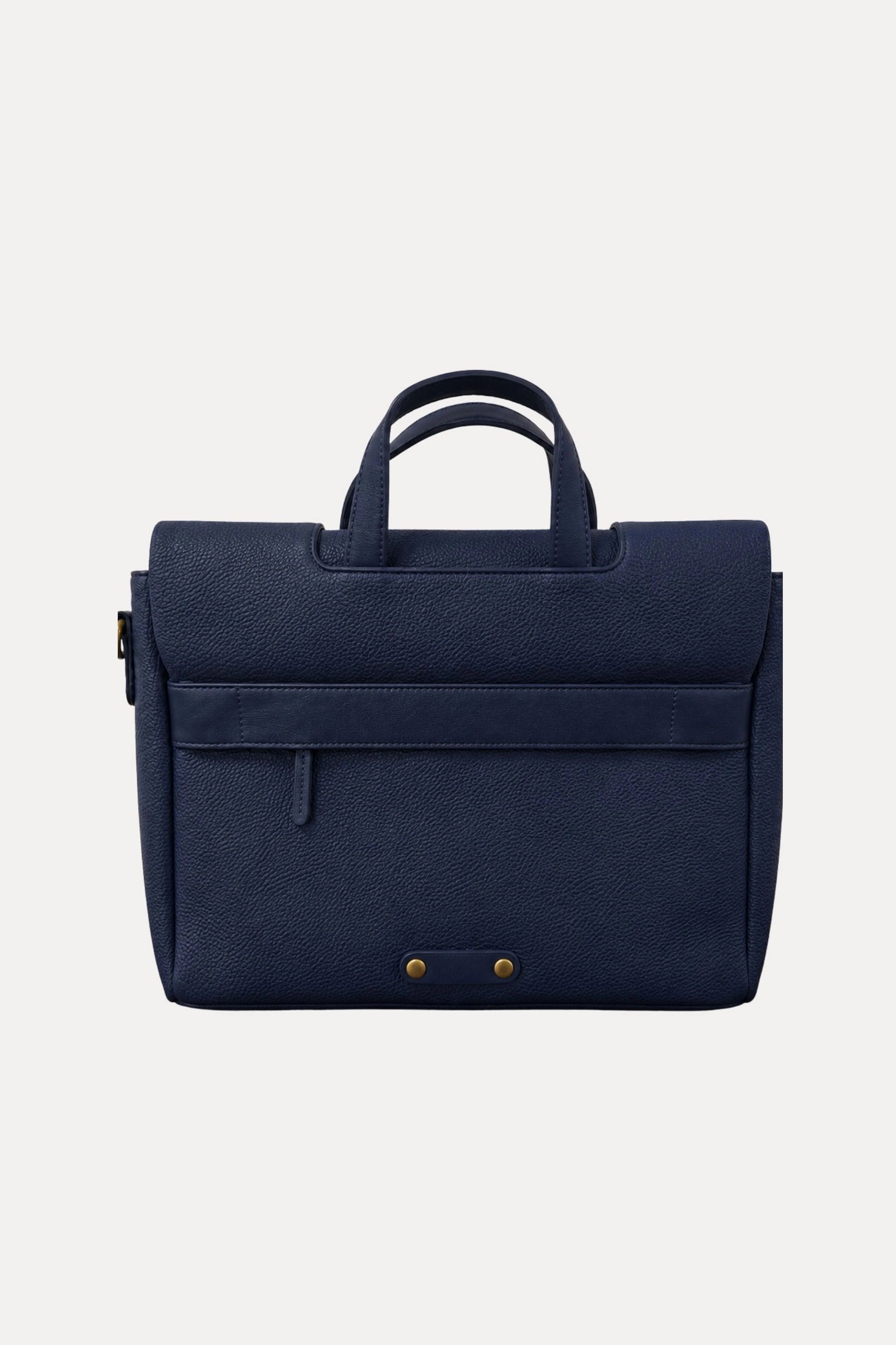 Navy Leather Laptop Briefcase-Global Republic