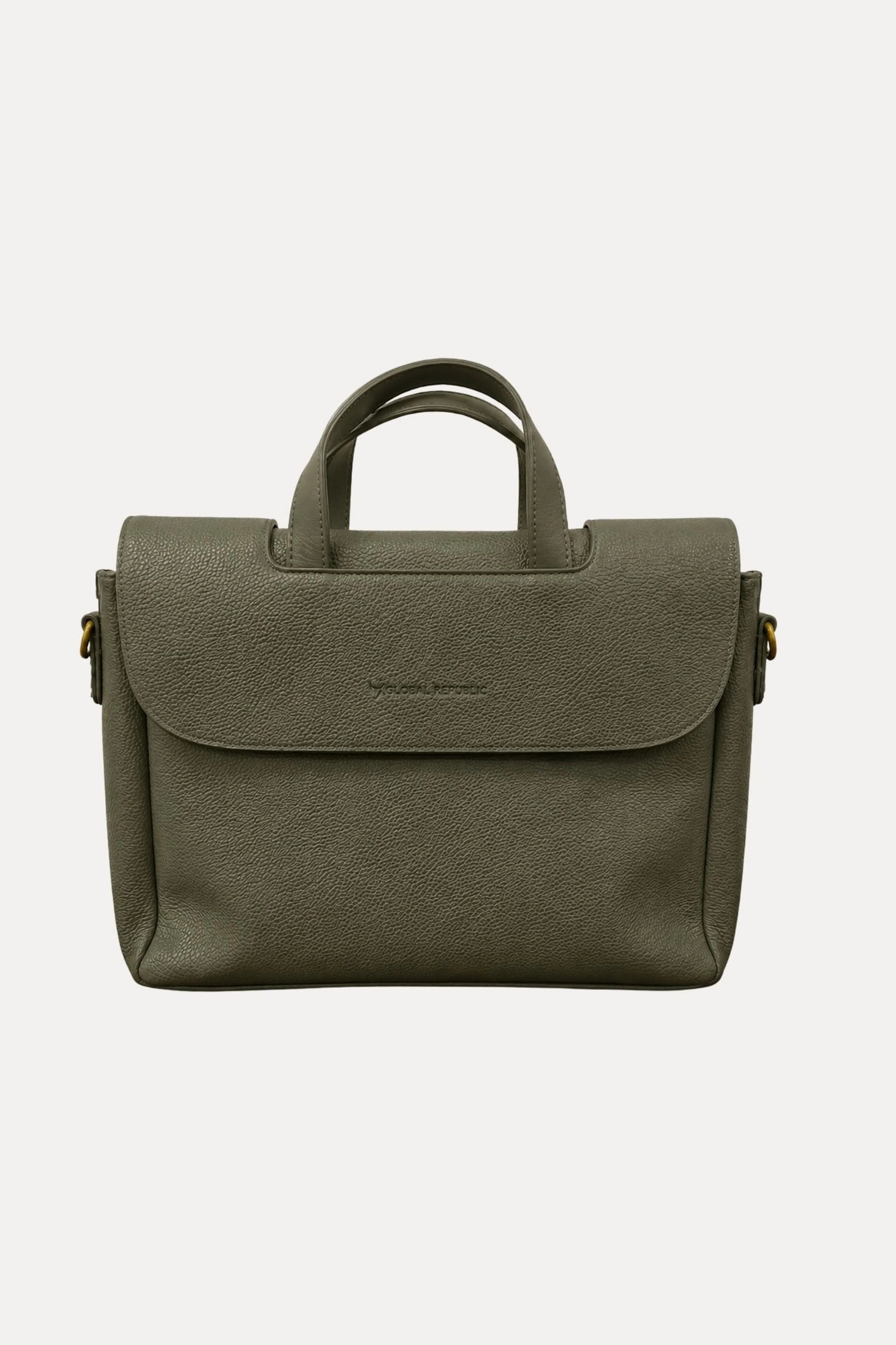 Olive Leather Laptop Bag-Global Republic