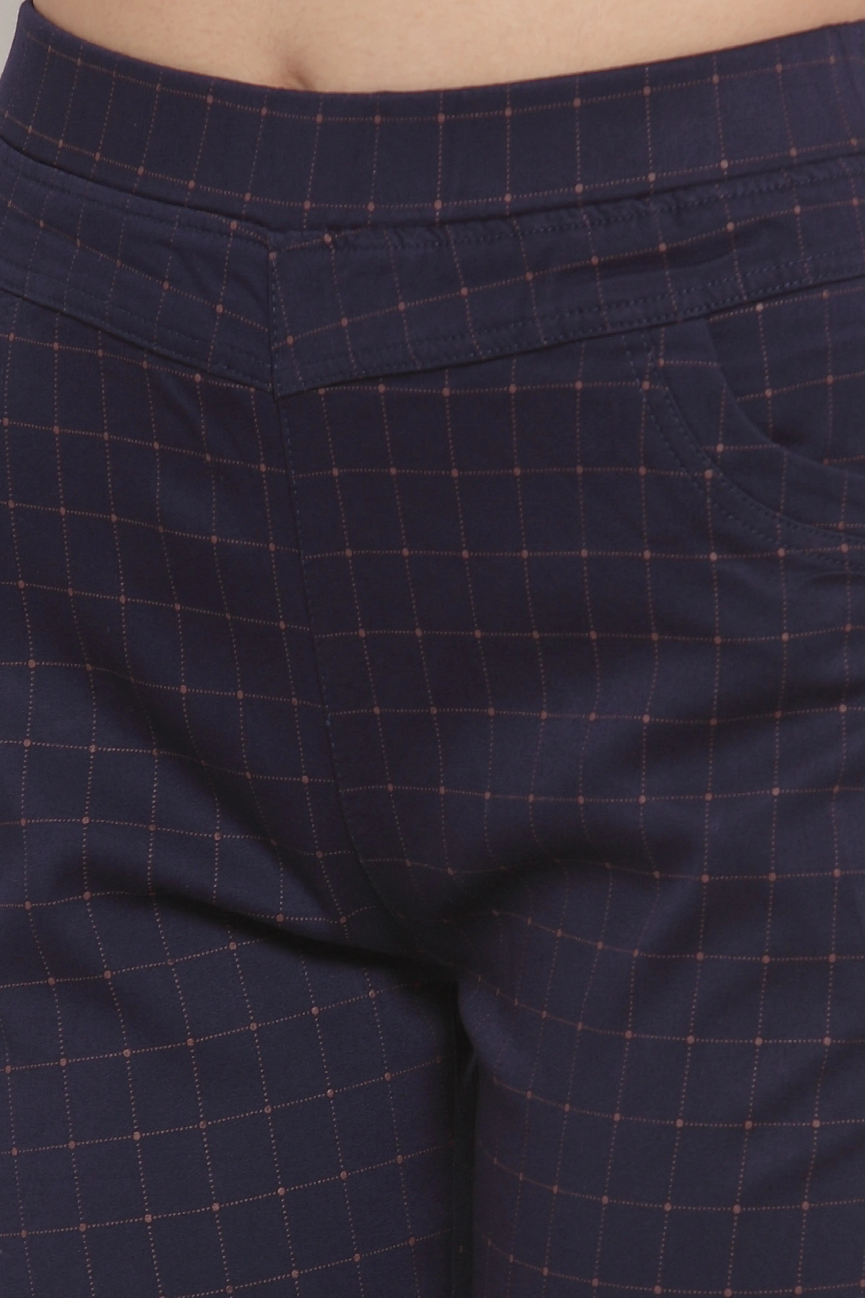 Navy Check Stretchable Jeggings - Global Republic