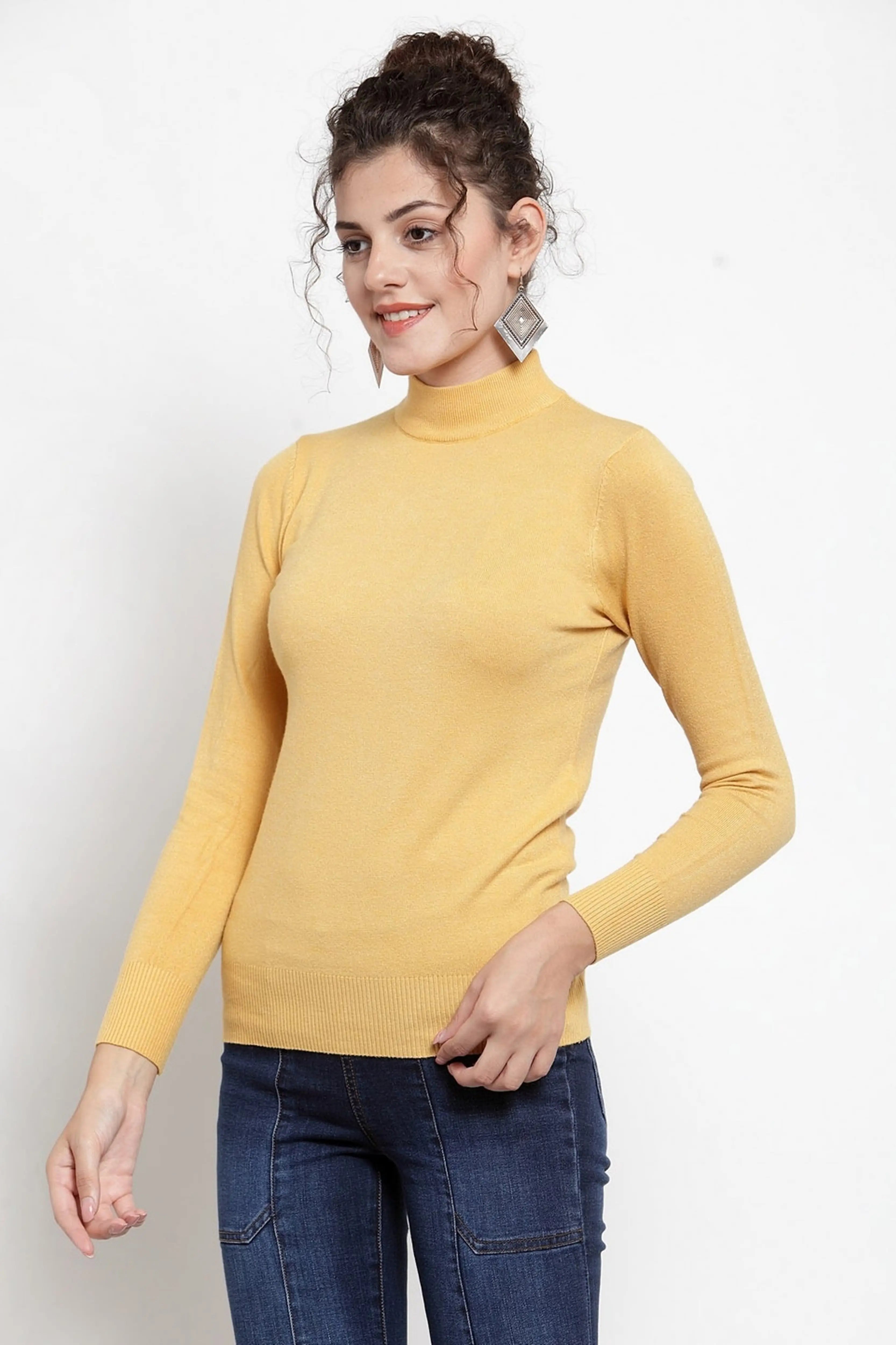 Mustard Turtle Neck Full Sleeve Skivvy - Global Republic