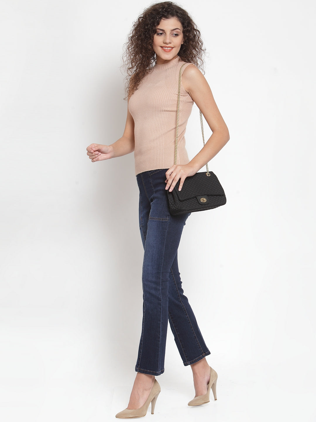 Beige Stretchable Knit Skivvy Top - Global Republic