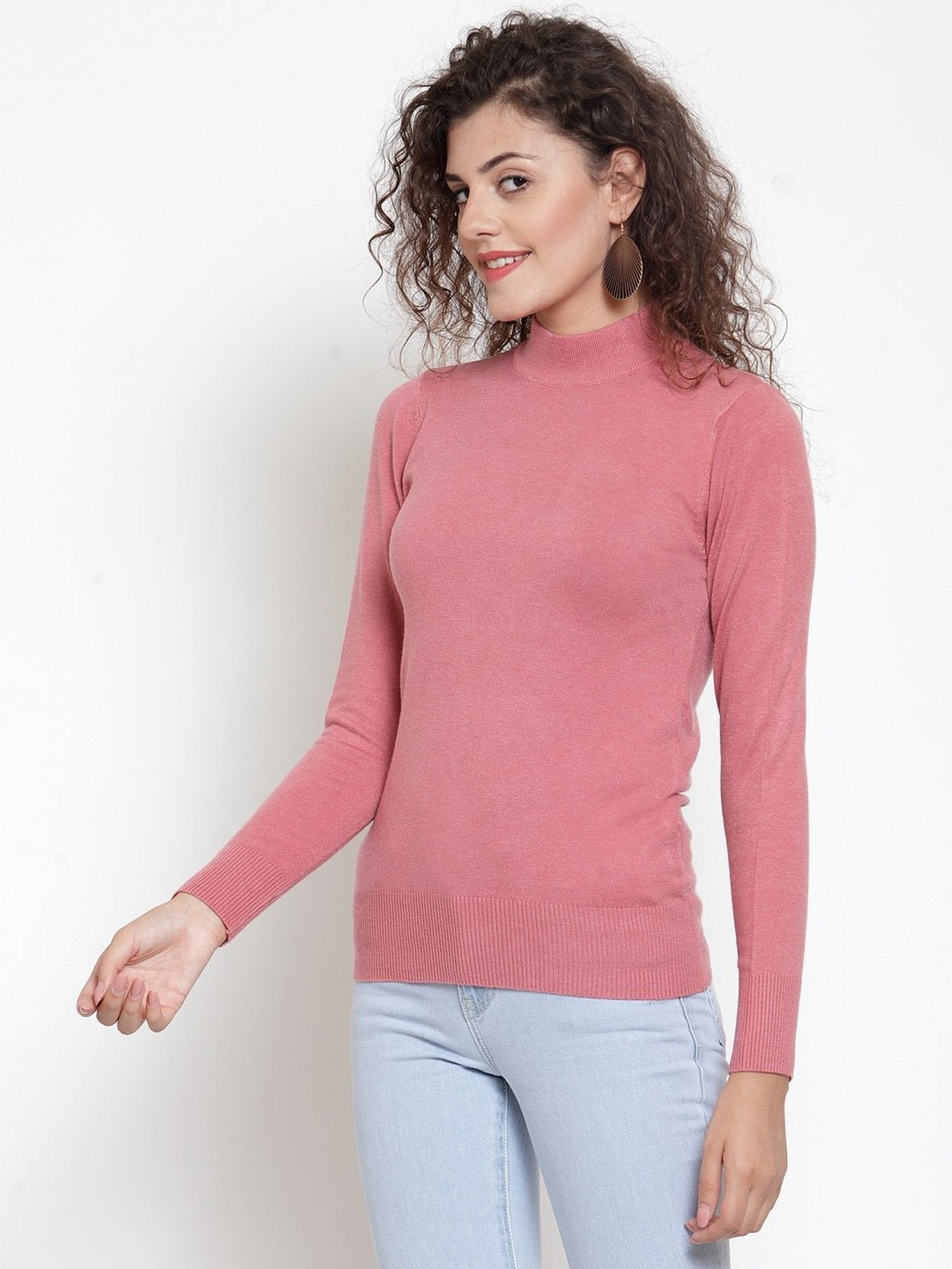 Pink Turtle Neck Full Sleeve Pullover - Global Republic