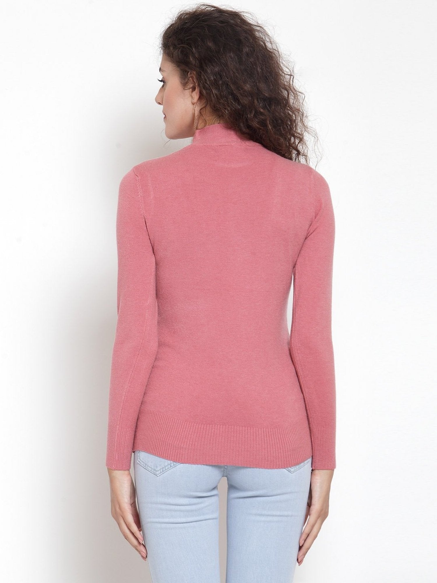 Pink Turtle Neck Full Sleeve Pullover - Global Republic