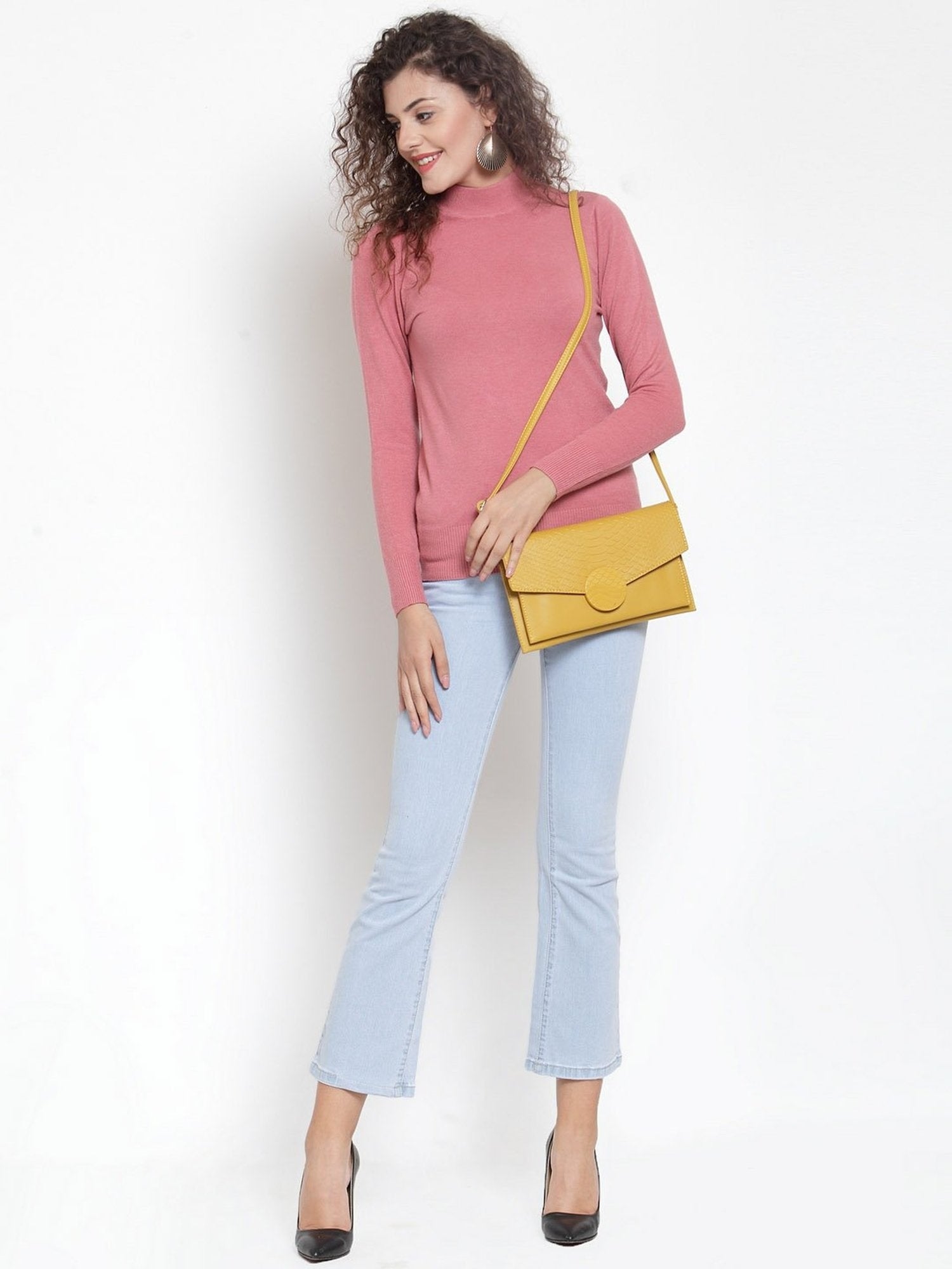 Pink Turtle Neck Full Sleeve Pullover - Global Republic