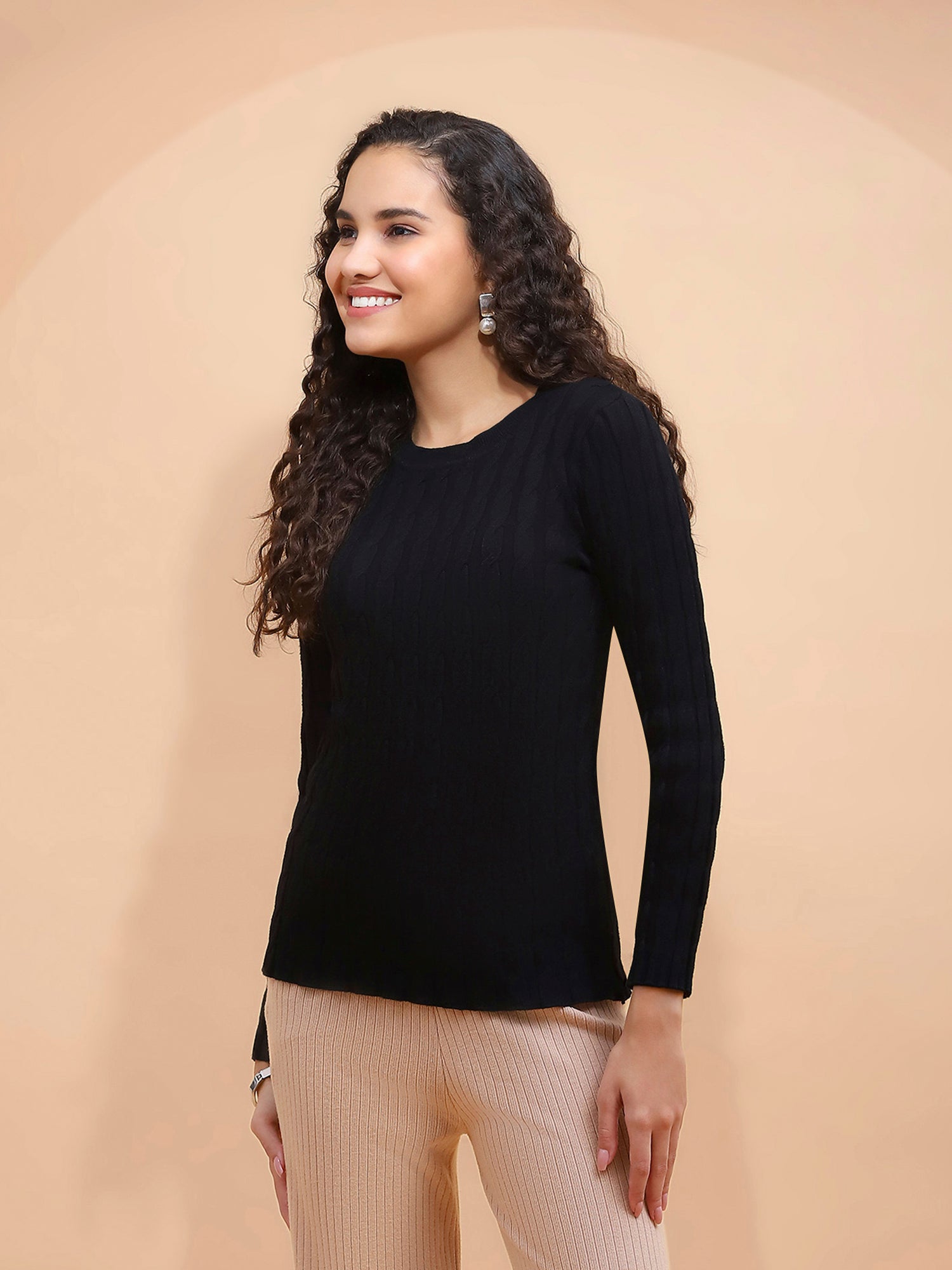 Black Crew Neck Slim Fit Skivvy - Global Republic