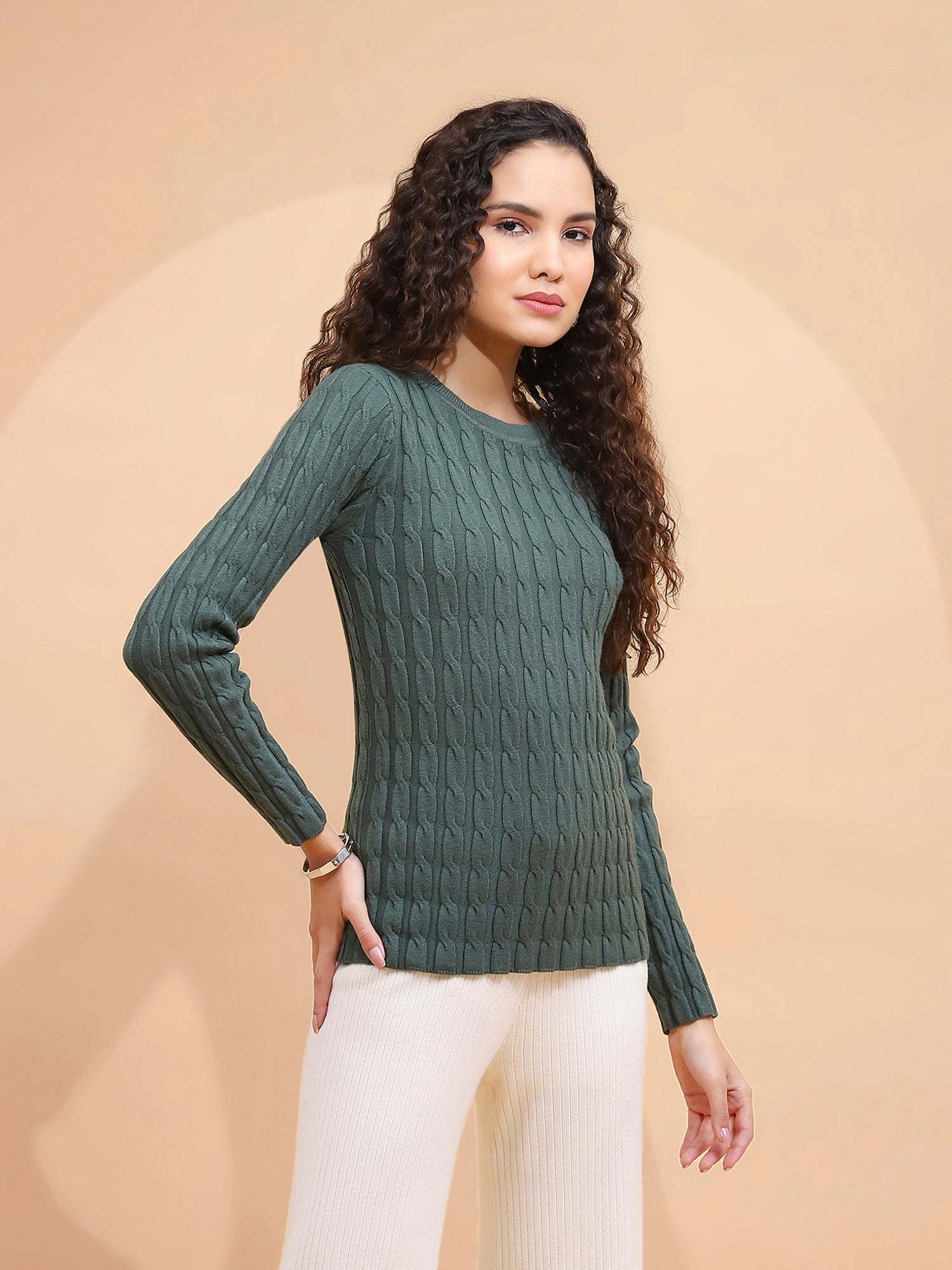 Green Crew Neck Slim Fit Skivvy - Global Republic