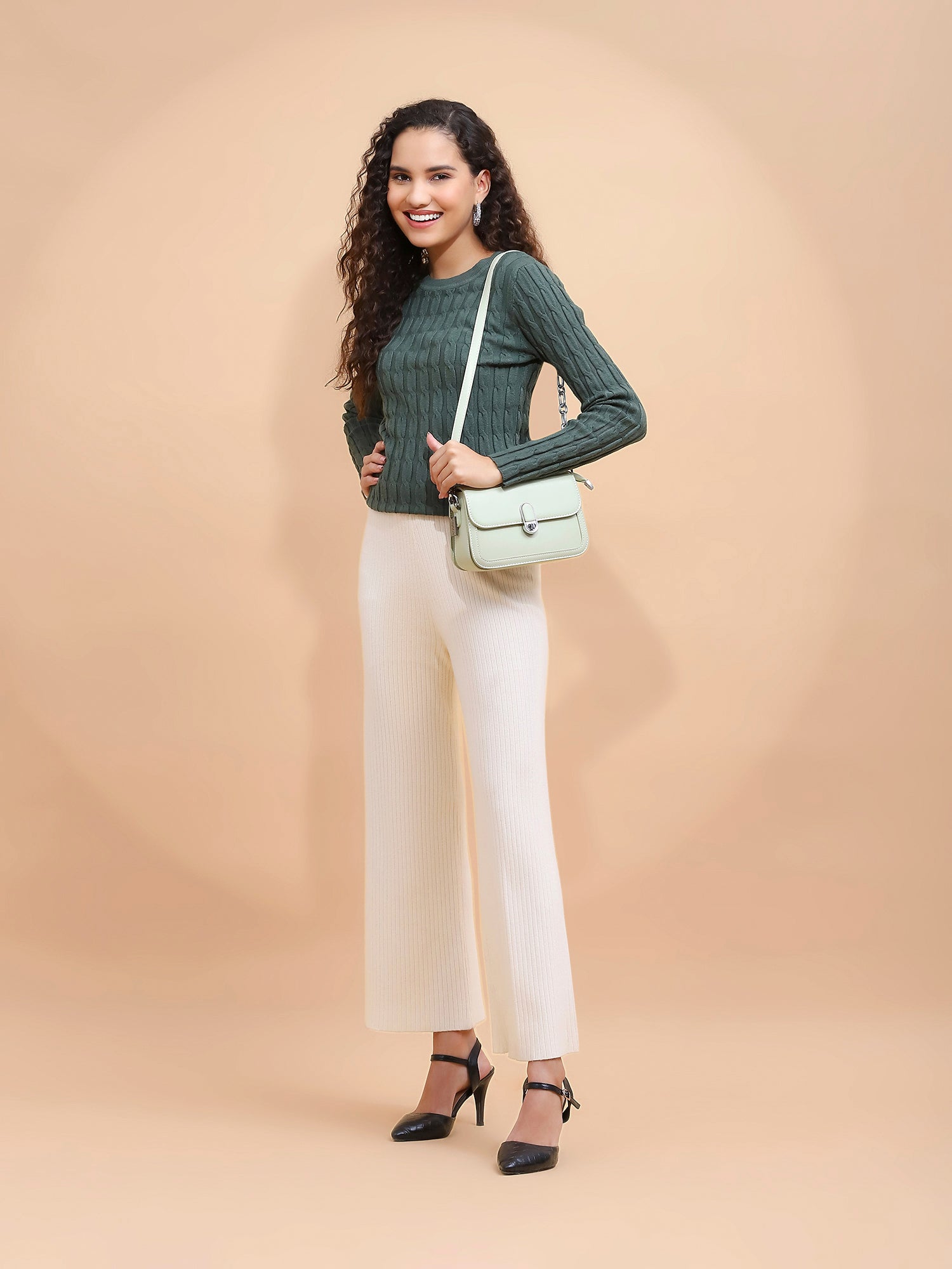 Green Crew Neck Slim Fit Skivvy