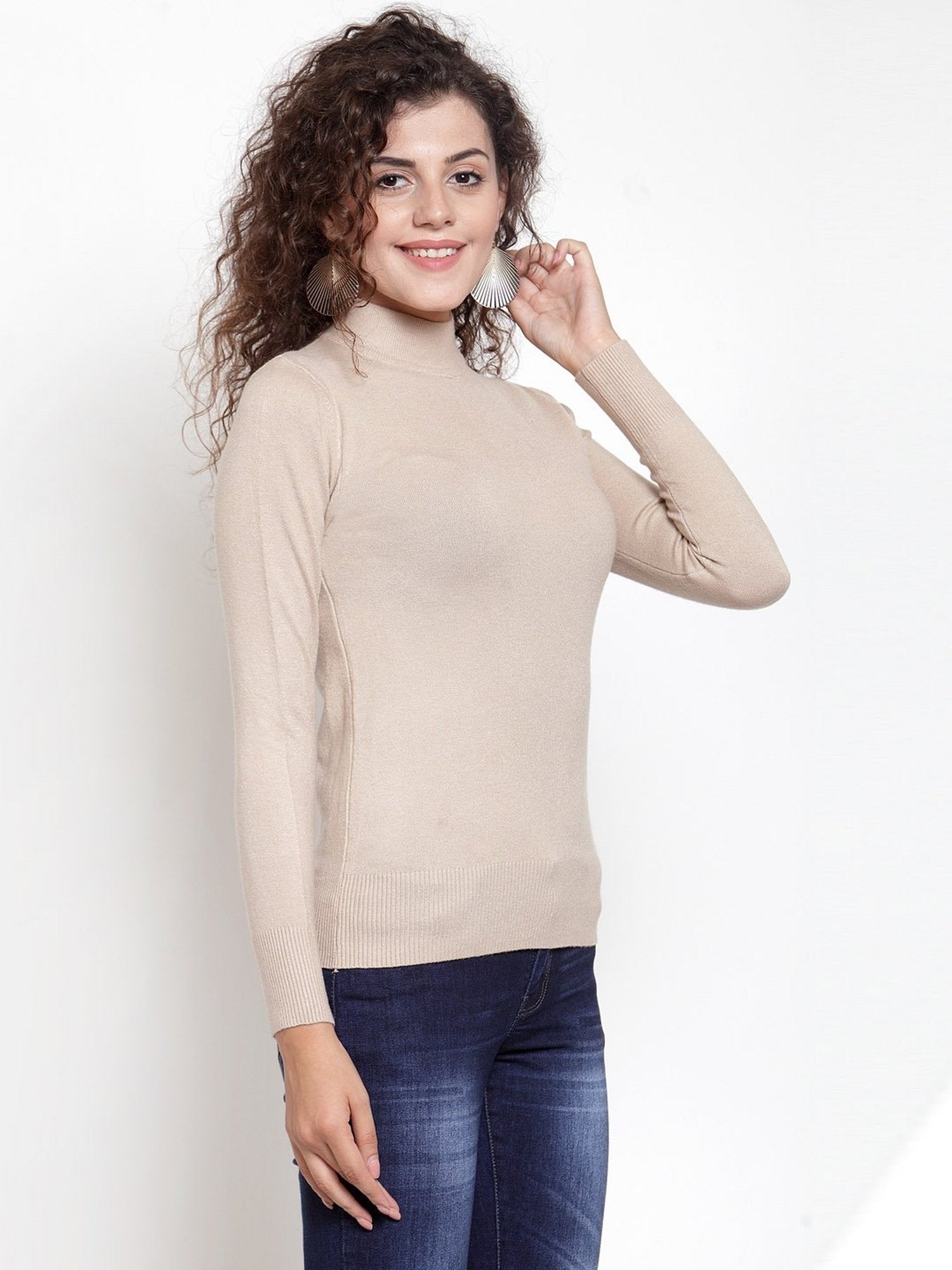 Beige Cotton Blend Slim Fit Skivvy - Global Republic
