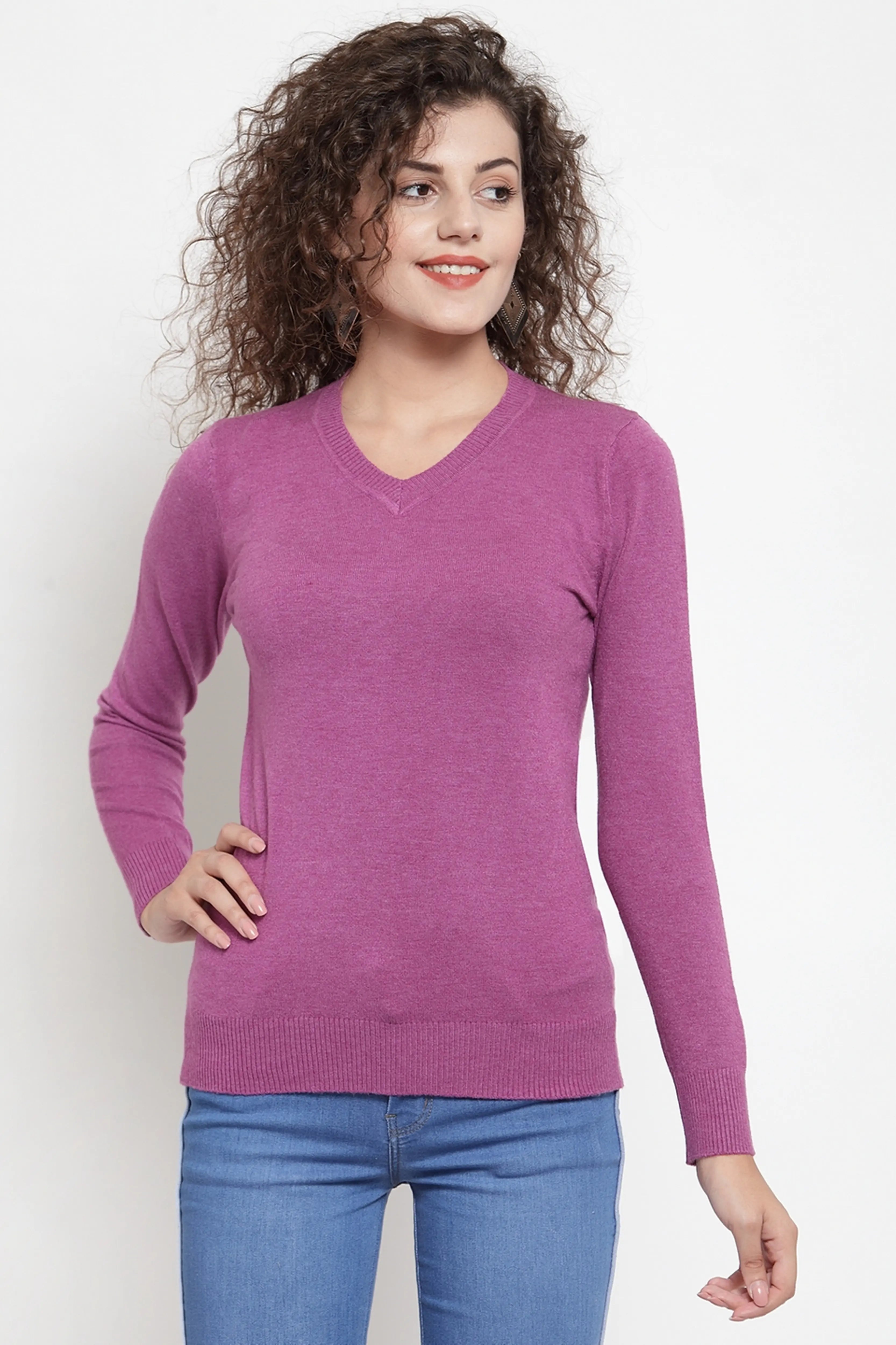 Mauve V-Neck Full Sleeve Skivvy - Global Republic