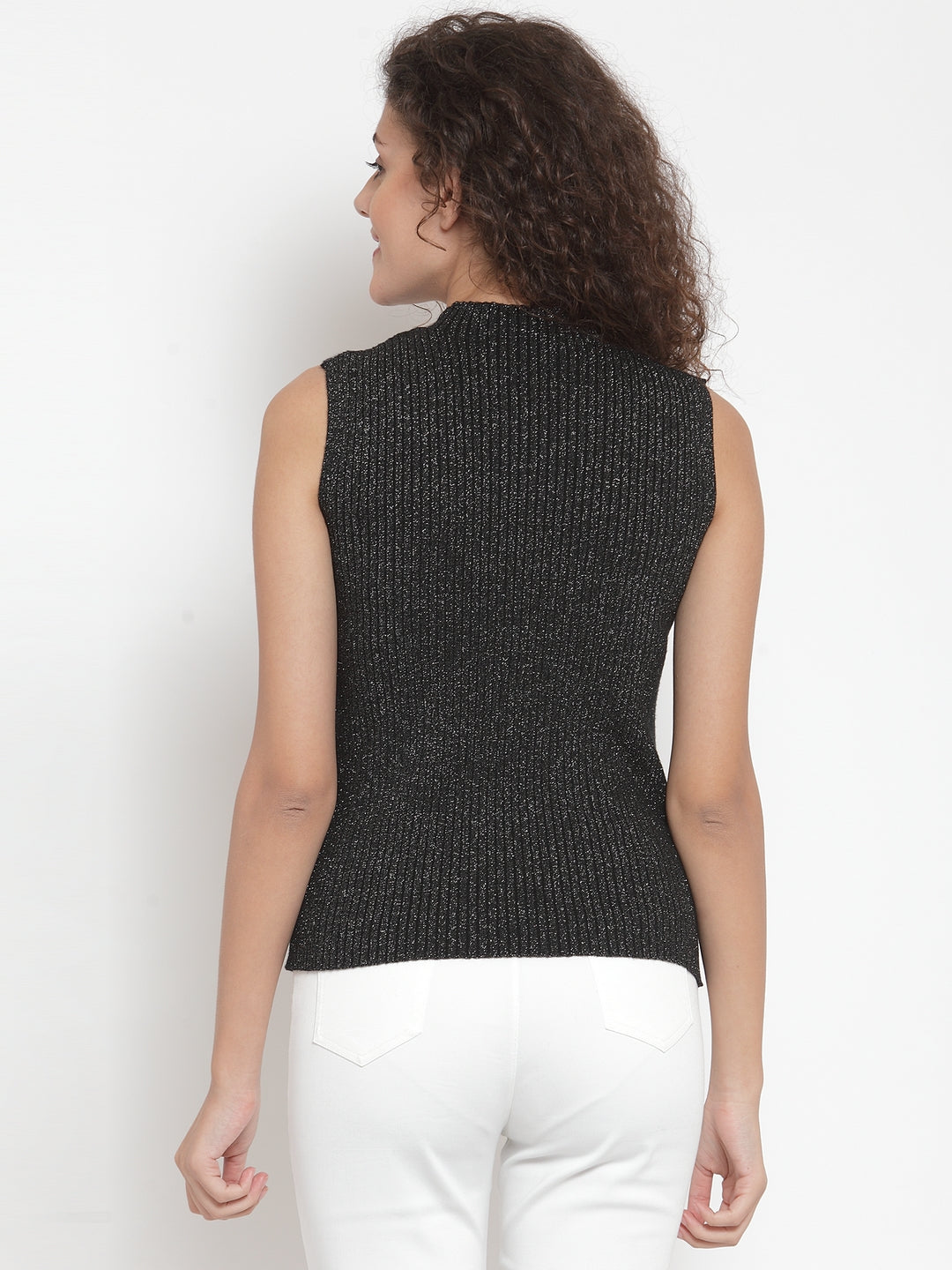 Black & Silver Stretchable Knit Skivvy - Global Republic