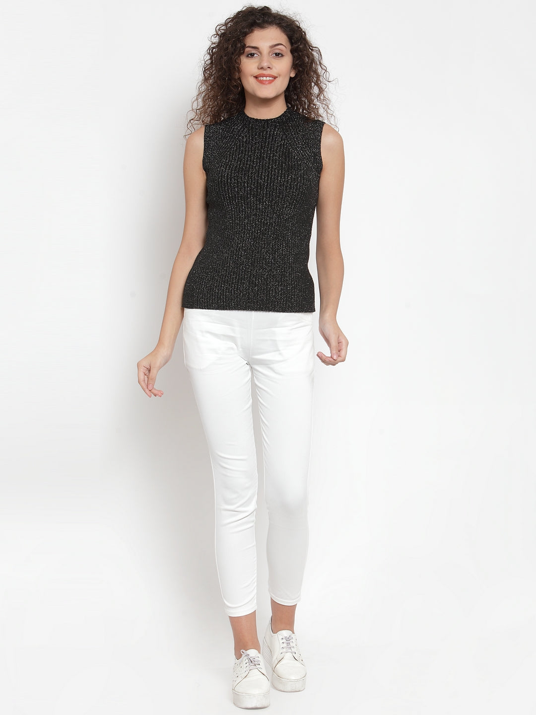 Black & Silver Stretchable Knit Skivvy - Global Republic