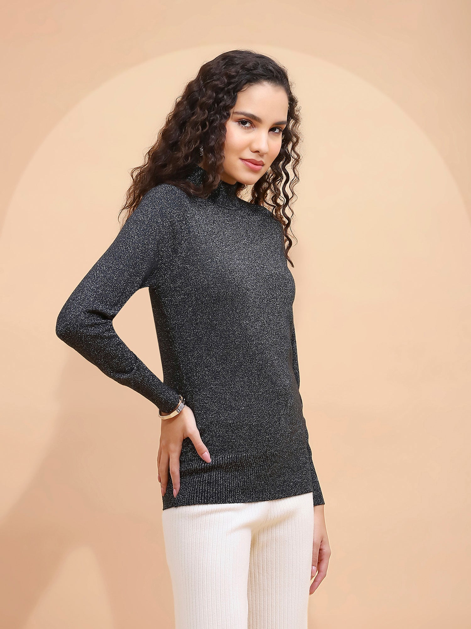 Black Turtle Neck Skivvy Top - Global Republic