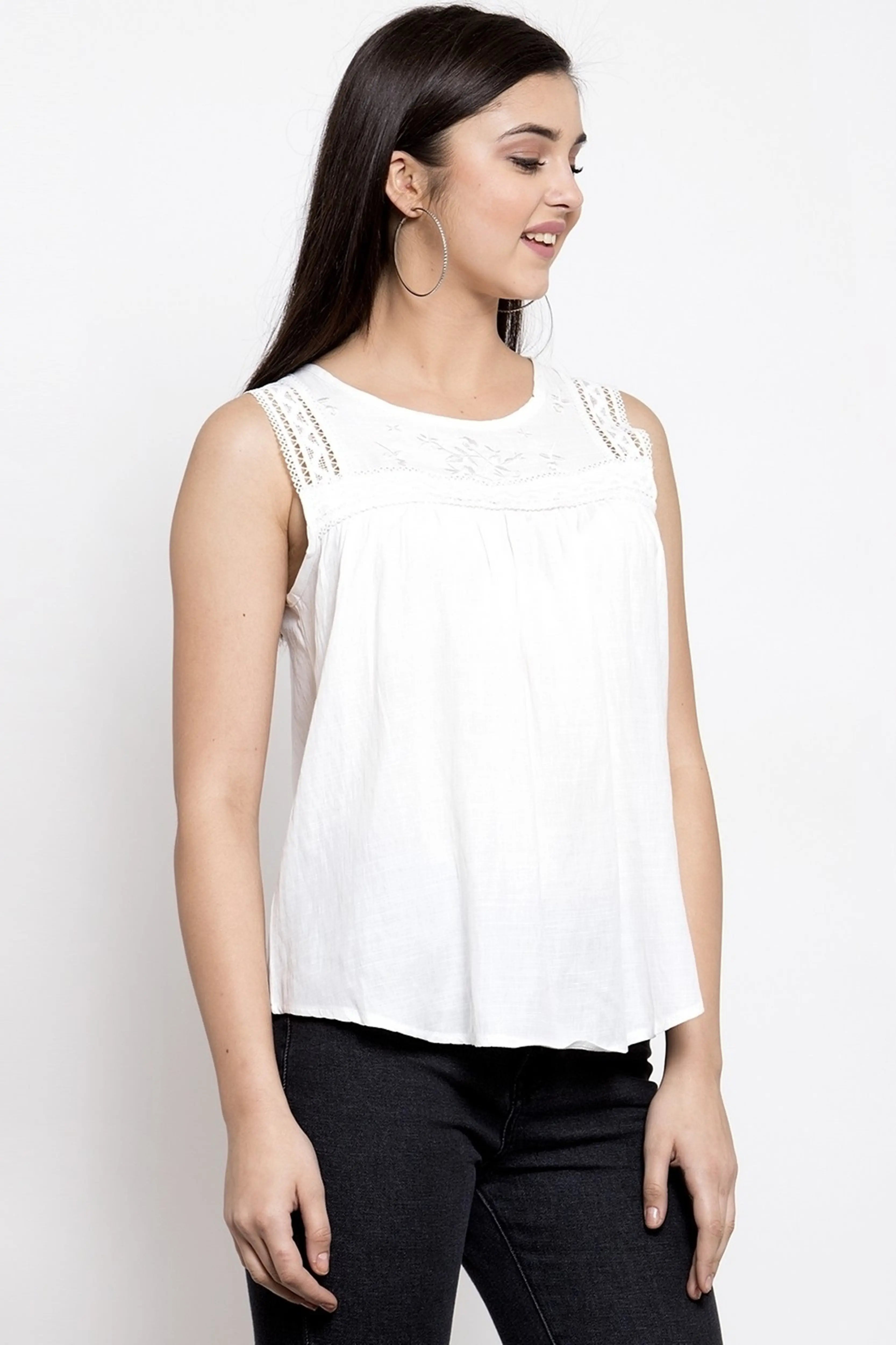 White Embroidered Top - Global Republic
