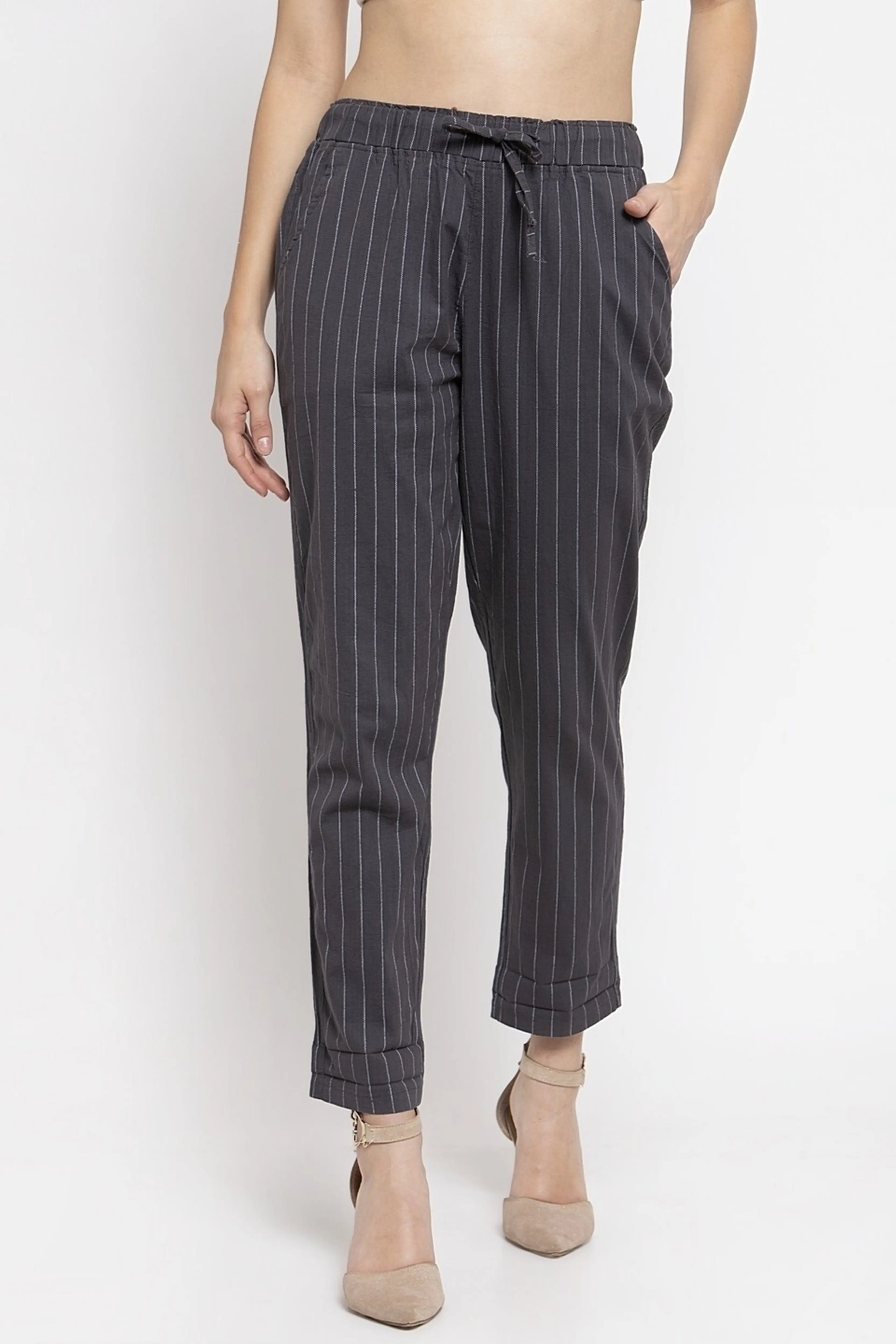 Dark Grey Cotton Regular Fit Lower