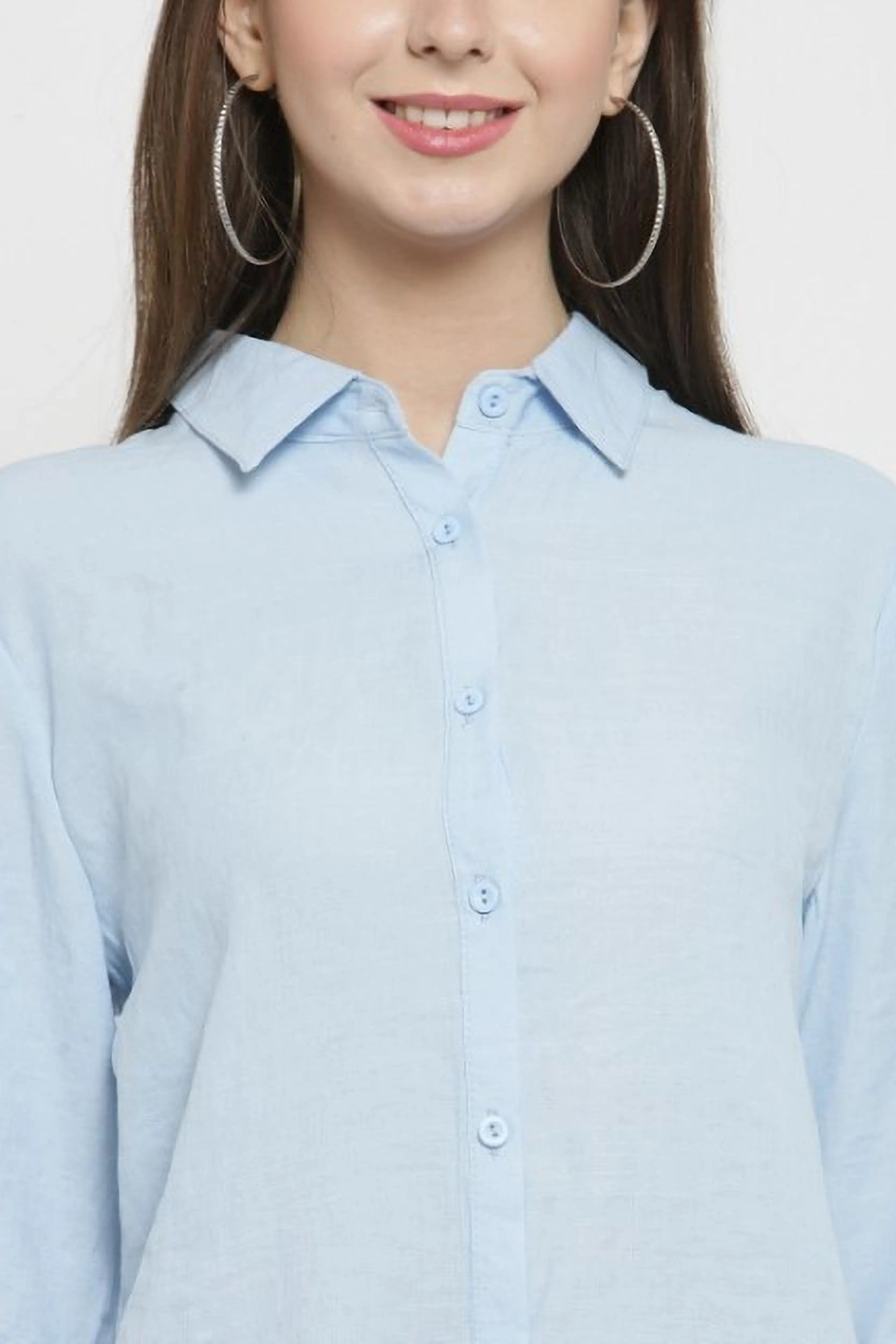 women yellow solid shirt collar relaxed fit shirt