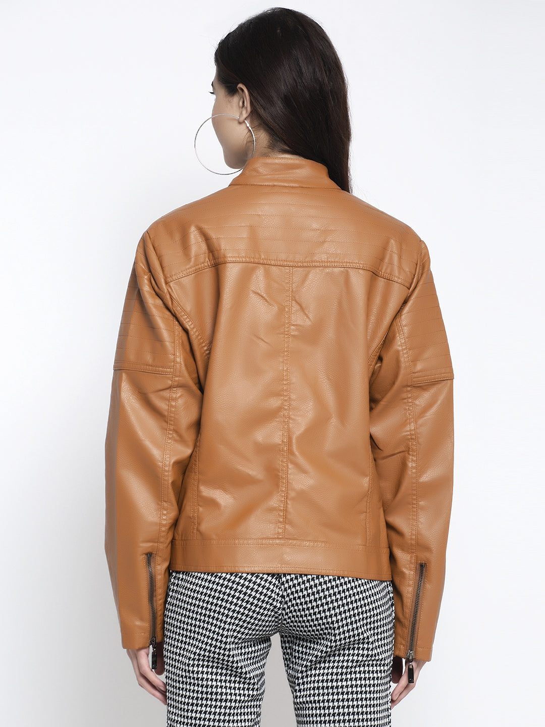 Brown urethane Solid Jacket - Global Republic