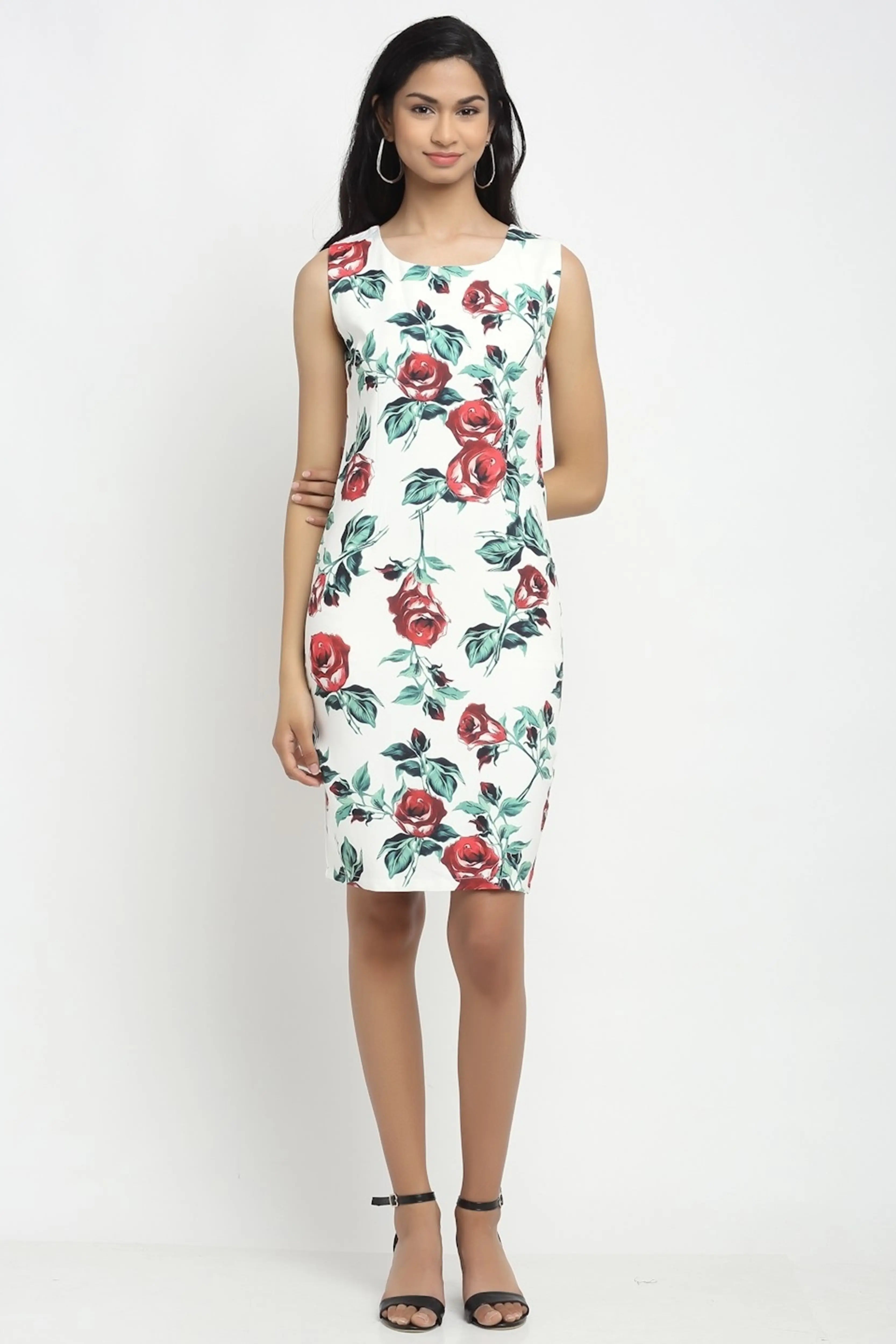 White Cotton Floral Dress - Global Republic