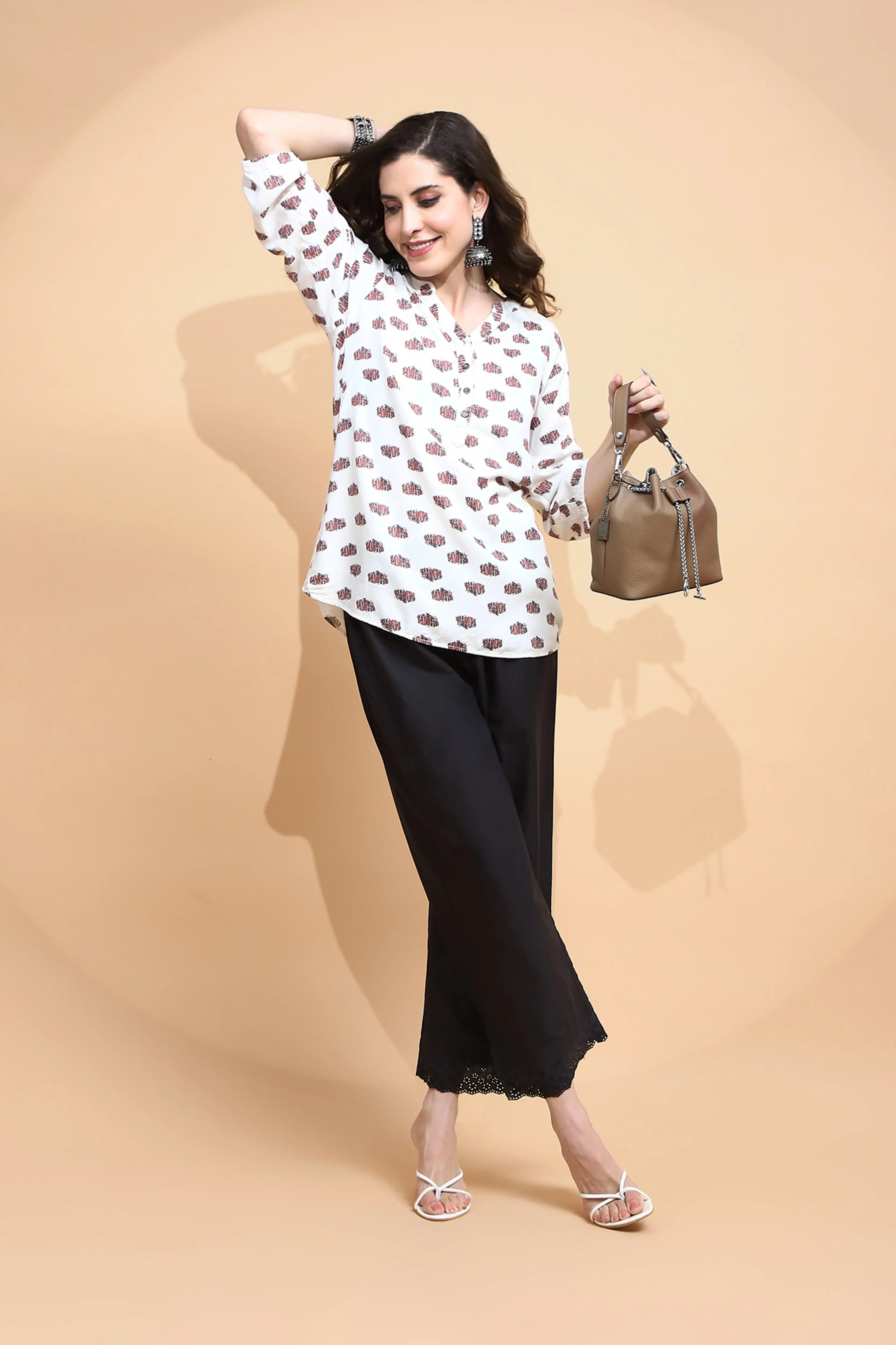 Black Cotton Loose Fit Palazzo - Global Republic