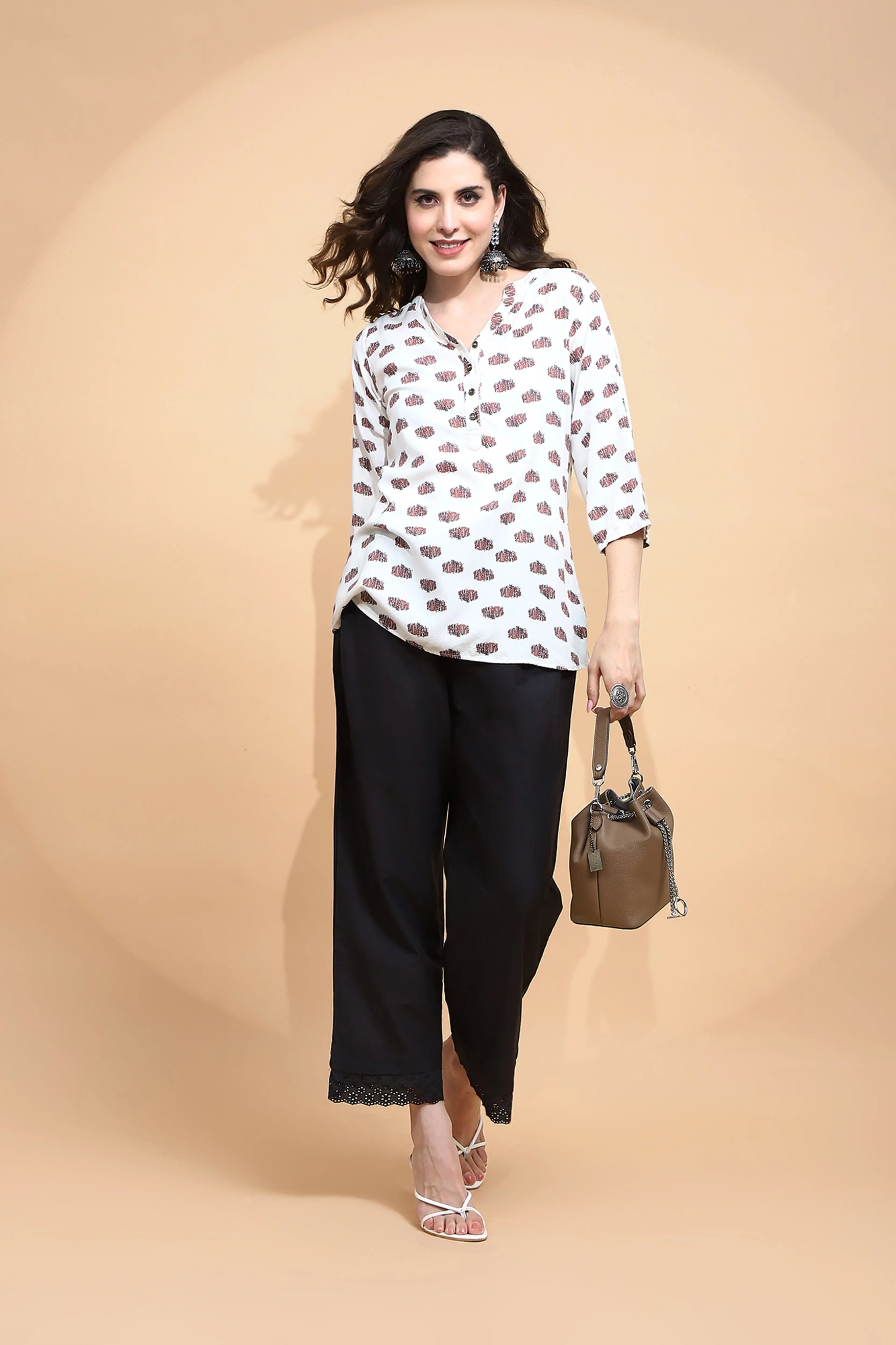 Black Cotton Loose Fit Palazzo - Global Republic