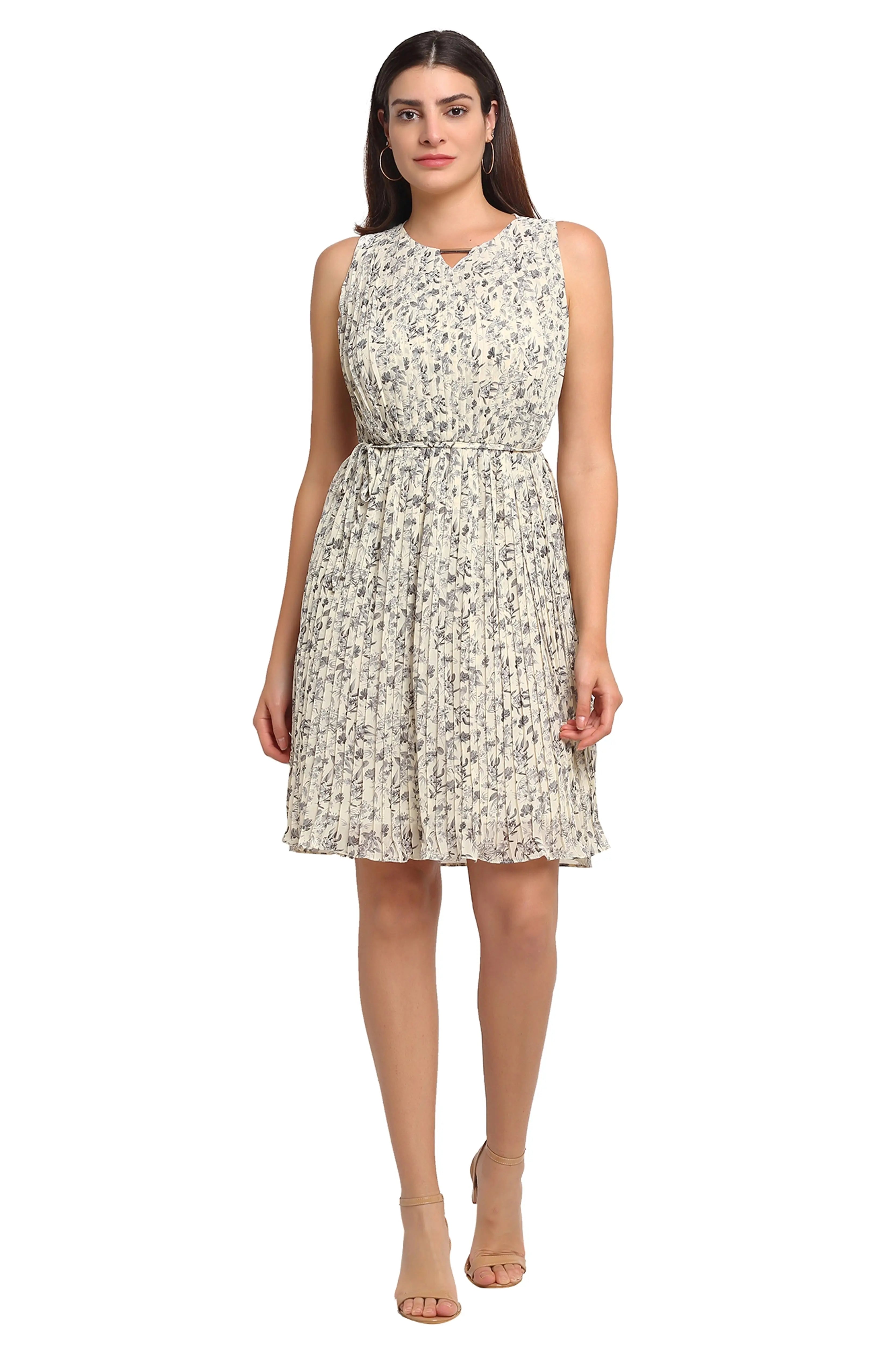 Black Printed Midi Length Dress - Global Republic