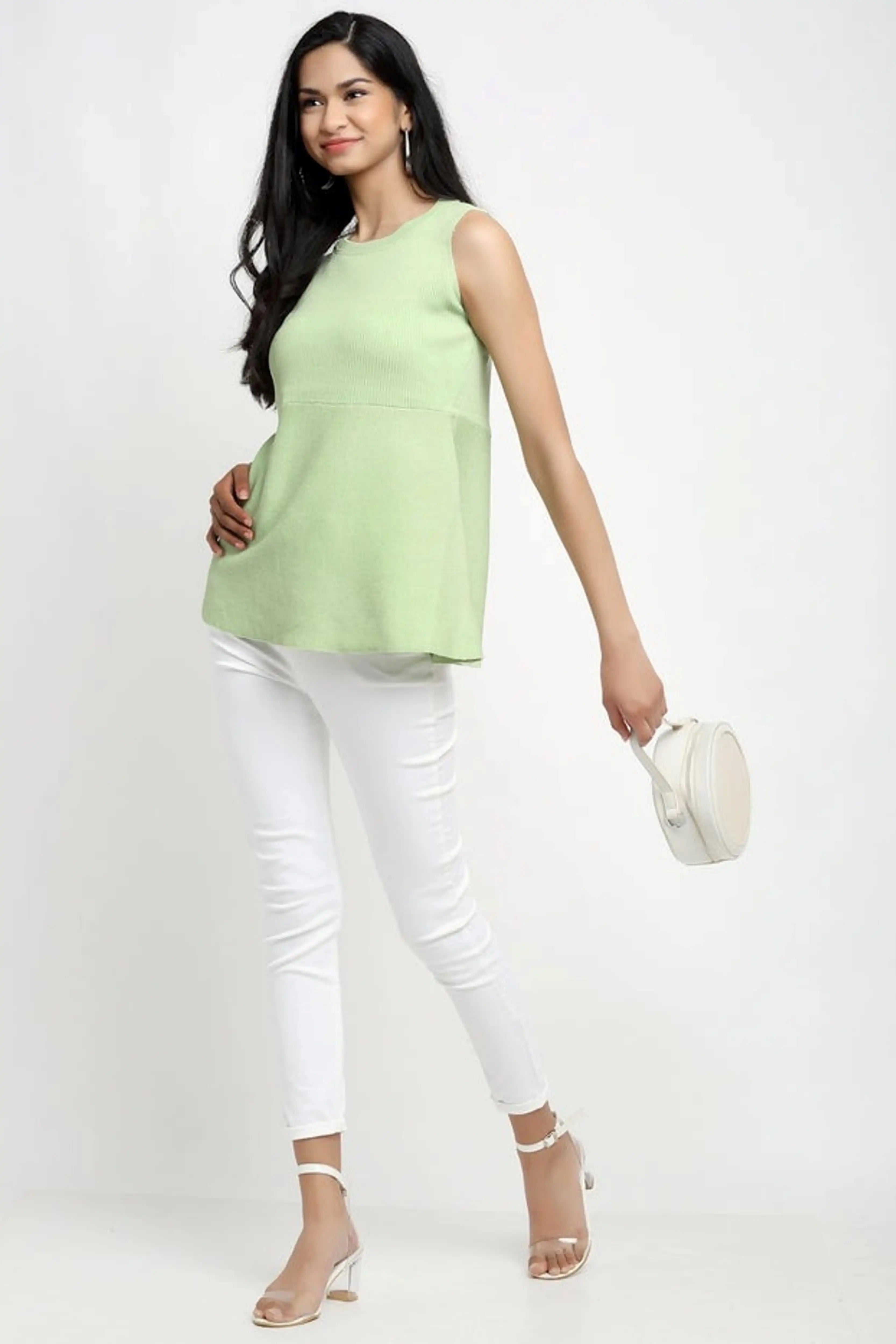 Green A-Line Peplum Top