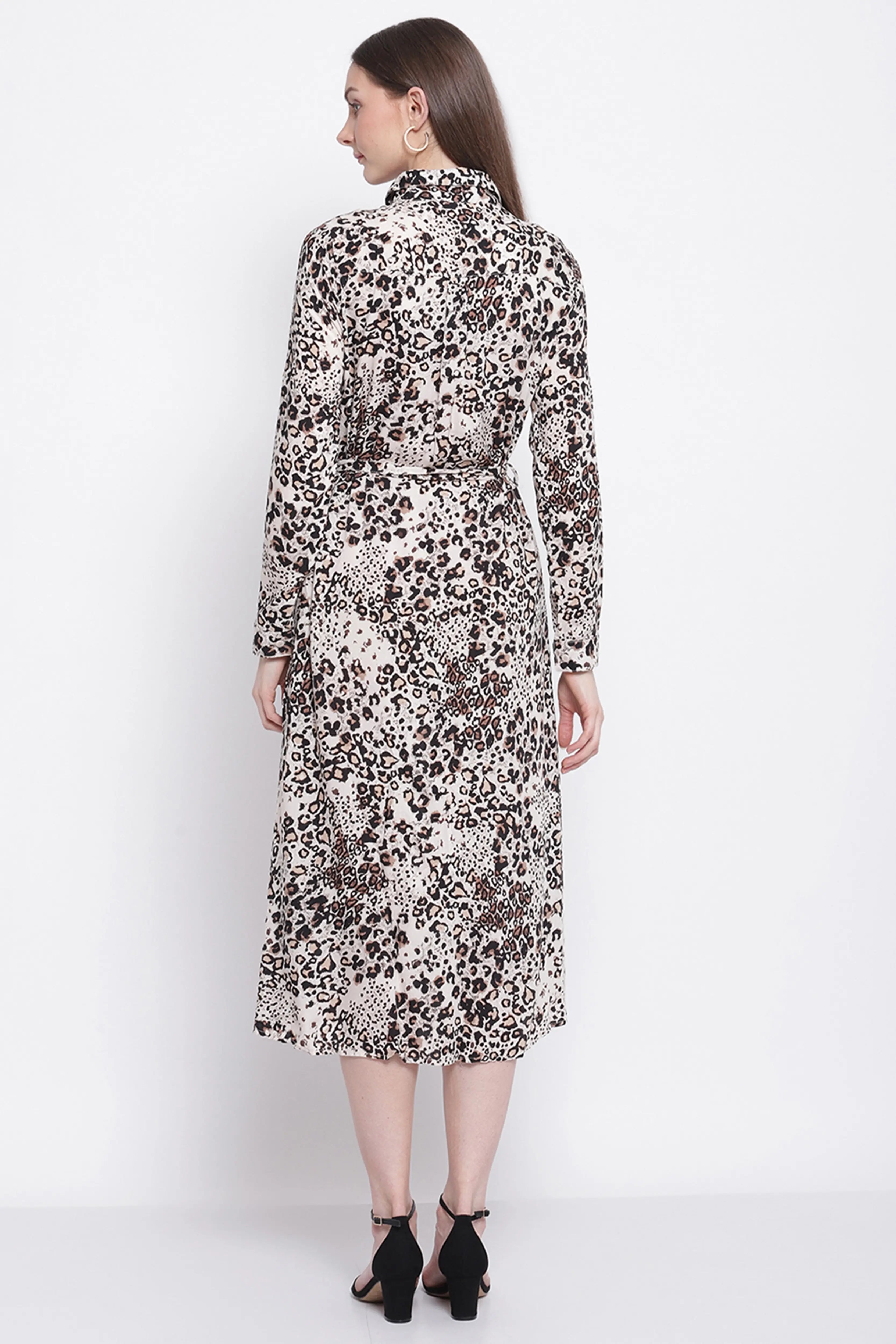 Leopart Print Knee Length Dress - Global Republic