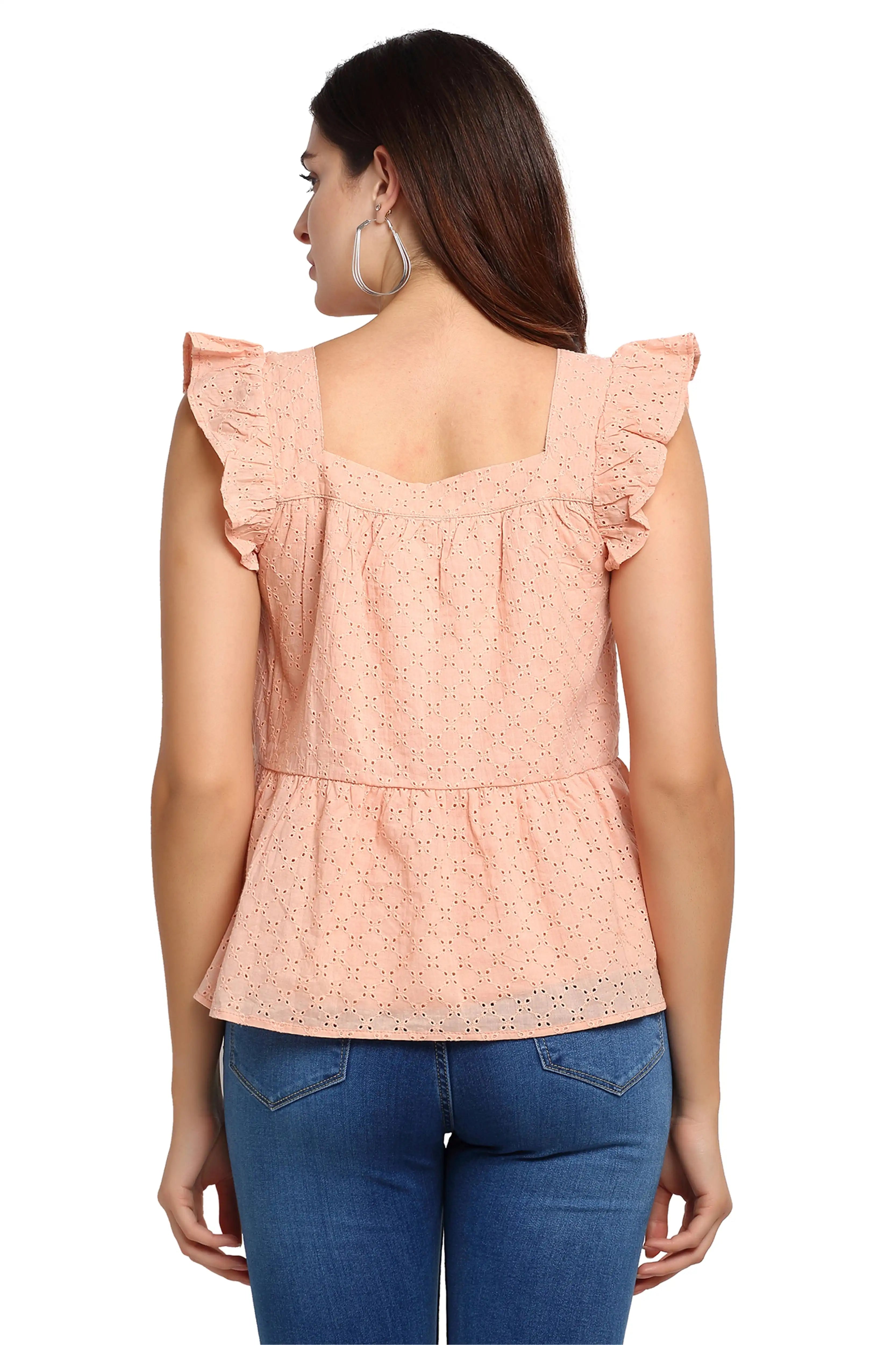 Peach Square Neck A-Line Top