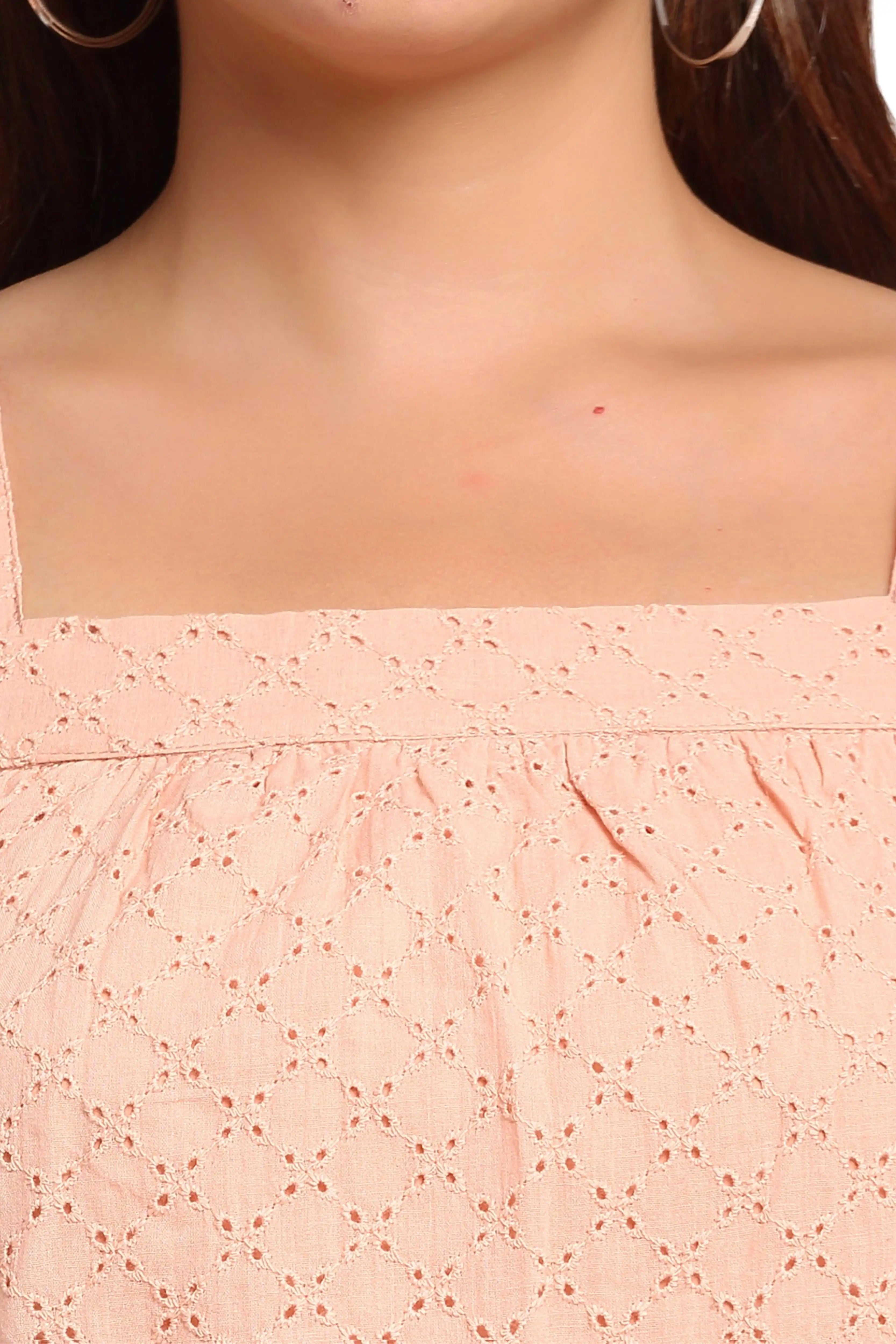Peach Square Neck A-Line Top