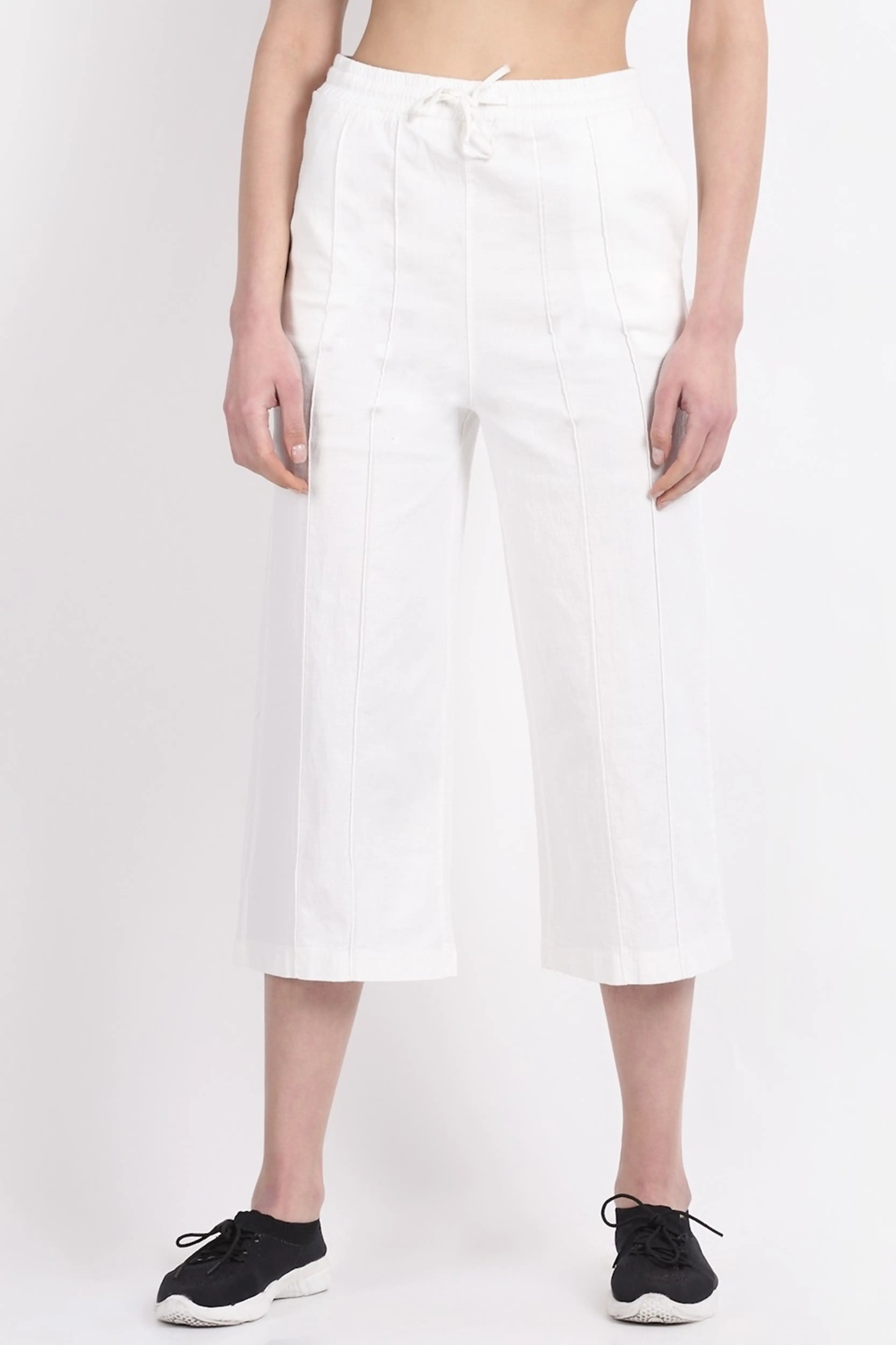 White Cotton Linen Lower