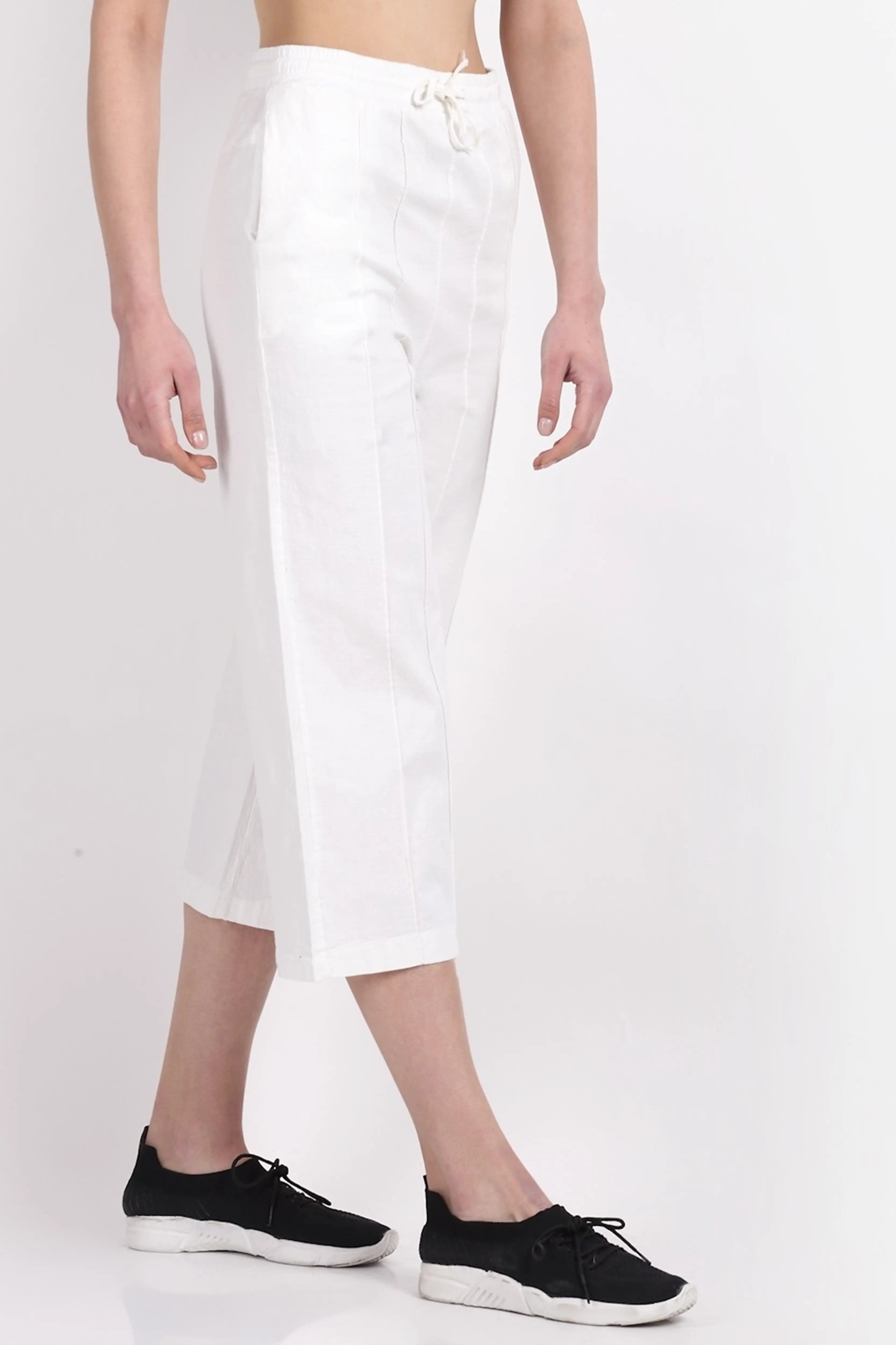 White Cotton Linen Lower